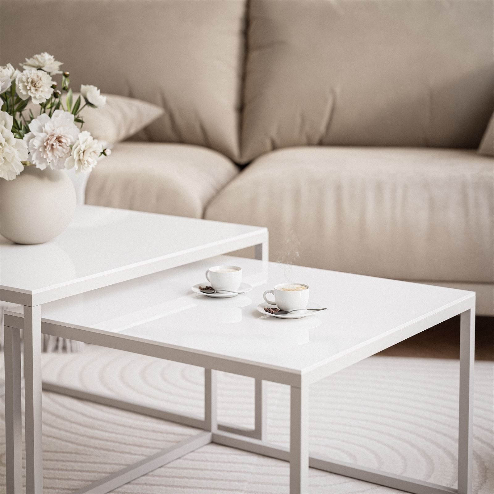 Lookway Couchtisch YOSHI GLASS KASCHMIR Stilvoll & Platzsparend Tisch (2er-Set), Breite: 70 cm und 60 cm
