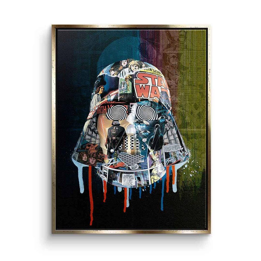 DOTCOMCANVAS® Leinwandbild Dark Side, Star Wars Darth Vader Leinwandbild Dark Side Pop Art Collage goldener Rahmen