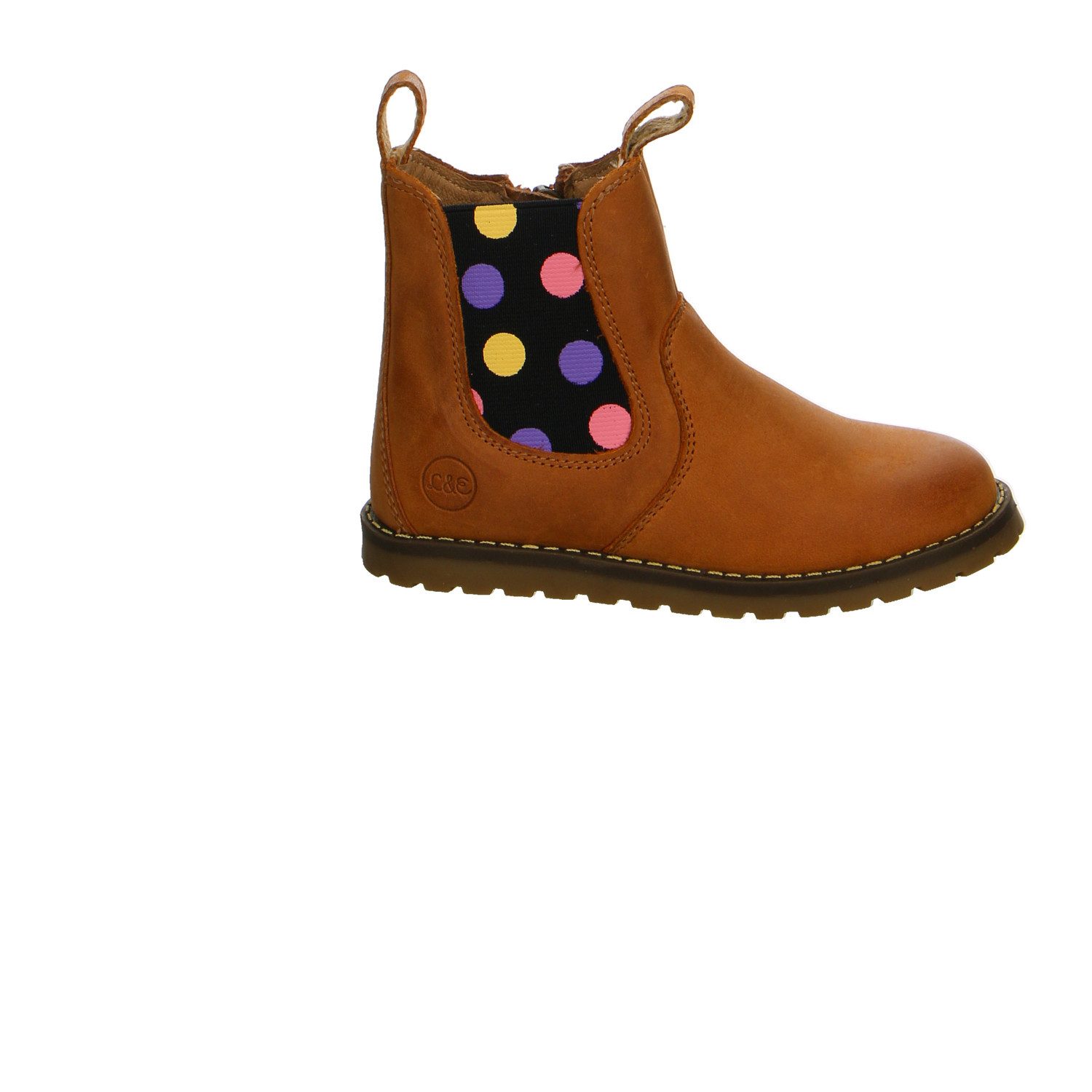 Lotta & Emil Lotta&emil Cognag/ Punkte Nubuk Klettstiefel Mädchen braun Klettschuh