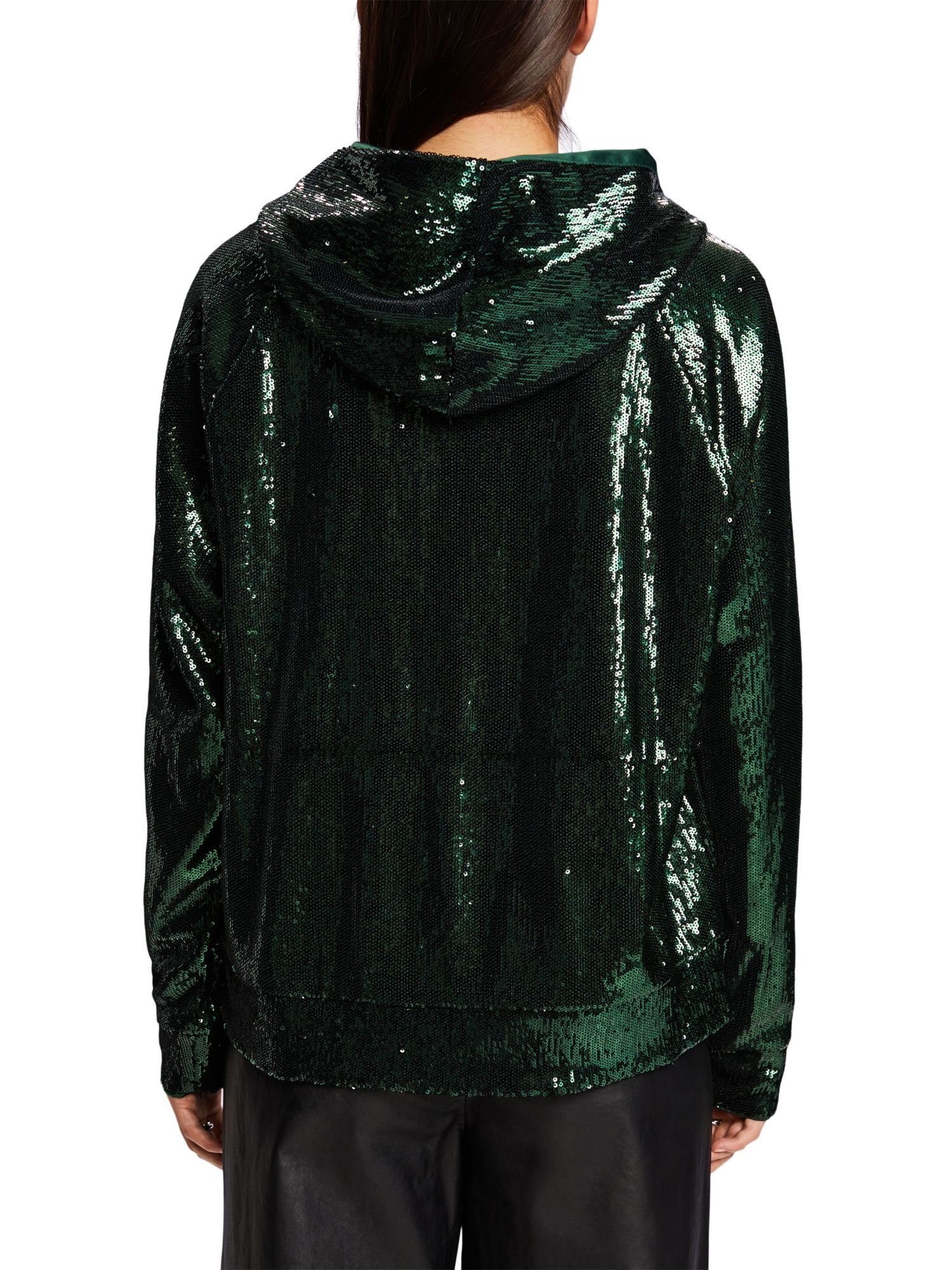 EMERALD Pailletten Esprit Sweatshirt Hoodie GREEN mit (1-tlg)