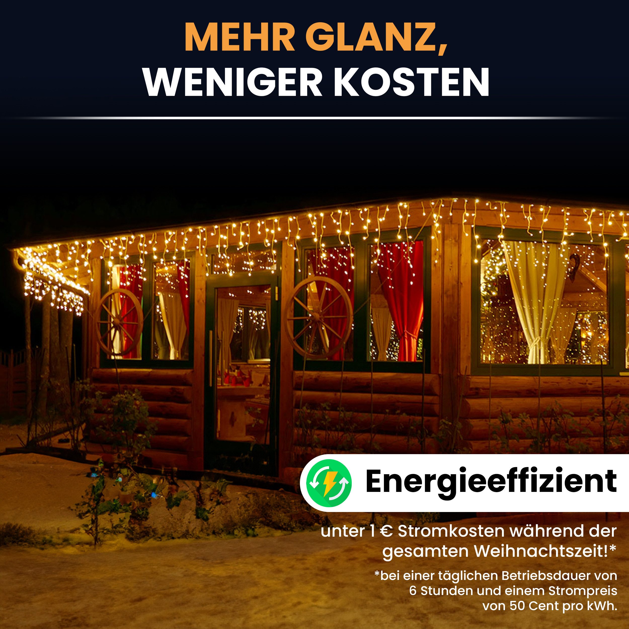 Gartenpirat LED-Lichterkette Eisregen mit Flashing-Effekt Weihnachtsdeko für außen mit Timer