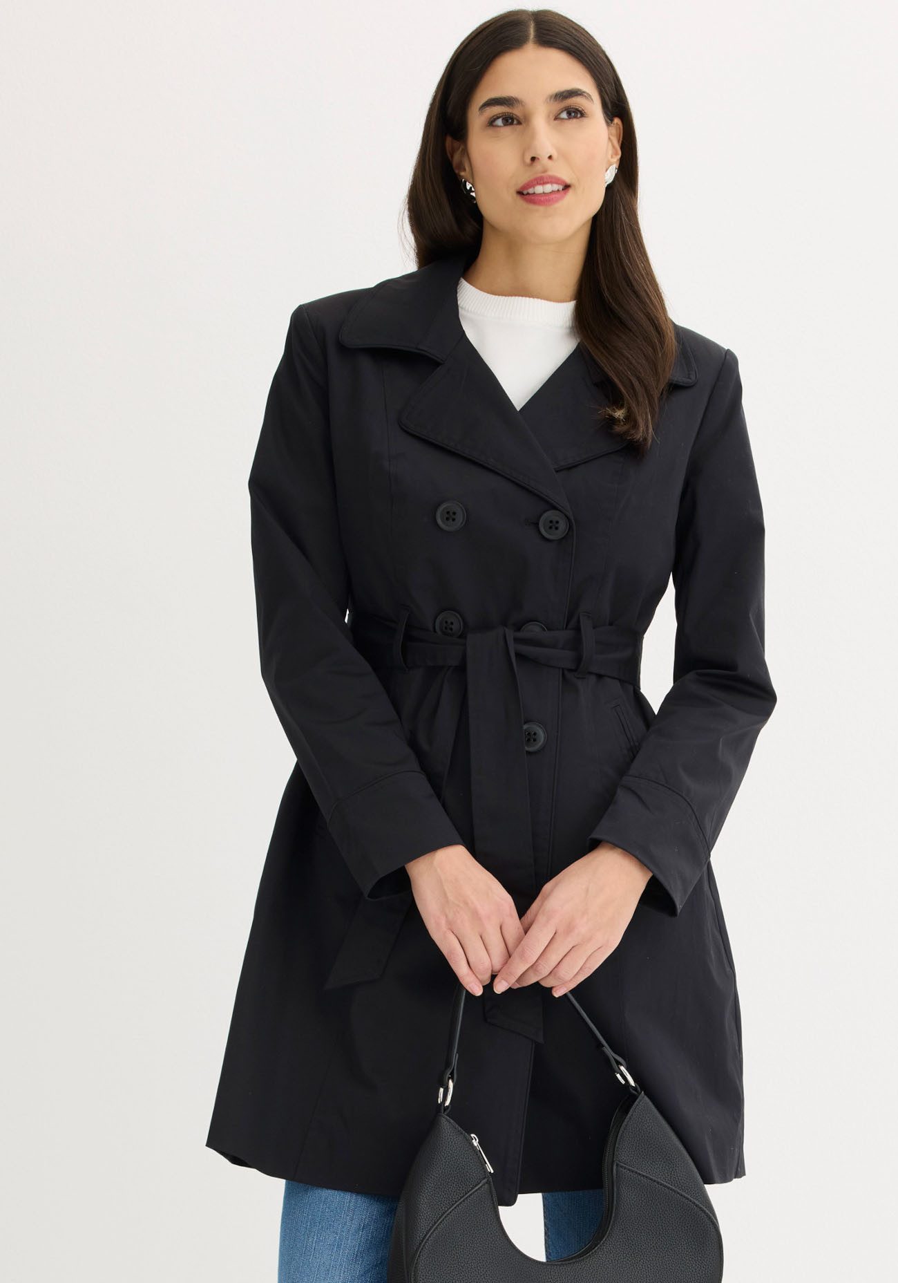 bonprix Trenchcoat mit abnehmbarem Bindegürtel, 2-Reiher