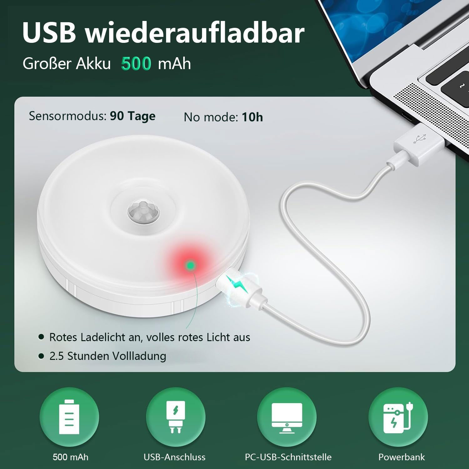 feinlux Nachtlicht Nachtlicht LED Nachttischlampe Nachtlicht Licht Schranklicht wandlampe, LED fest integriert, Warmweiß/Kaltweiß, 3 Modi & Dimmbar