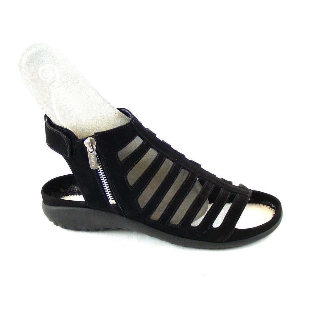 Damen schwarz Naot Fußbett Schuhe Sandalette Sandalen 16533 Leder Nubuk NAOT Pitau