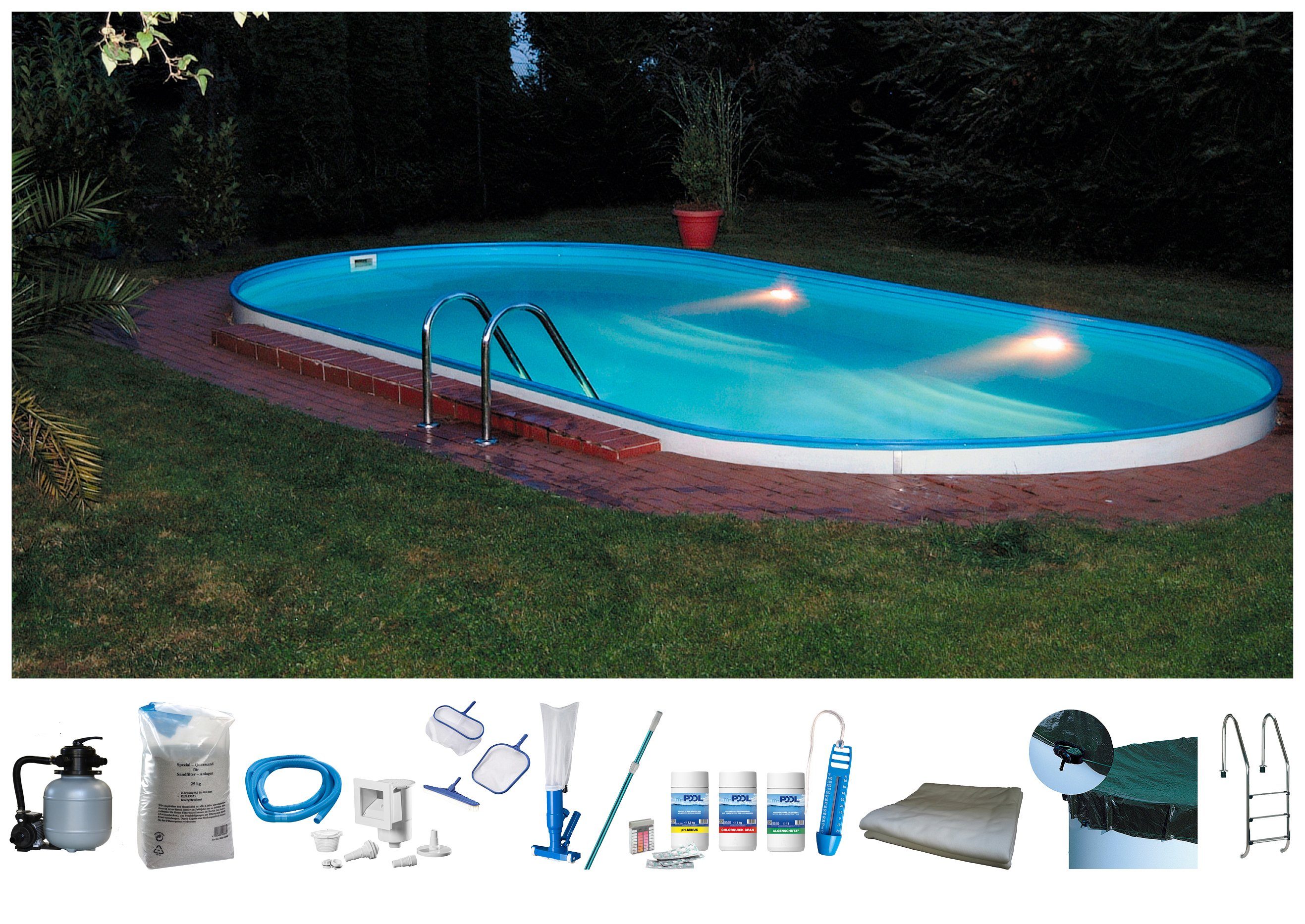 Ovalpool PREMIUM mit blauer Innenfolie