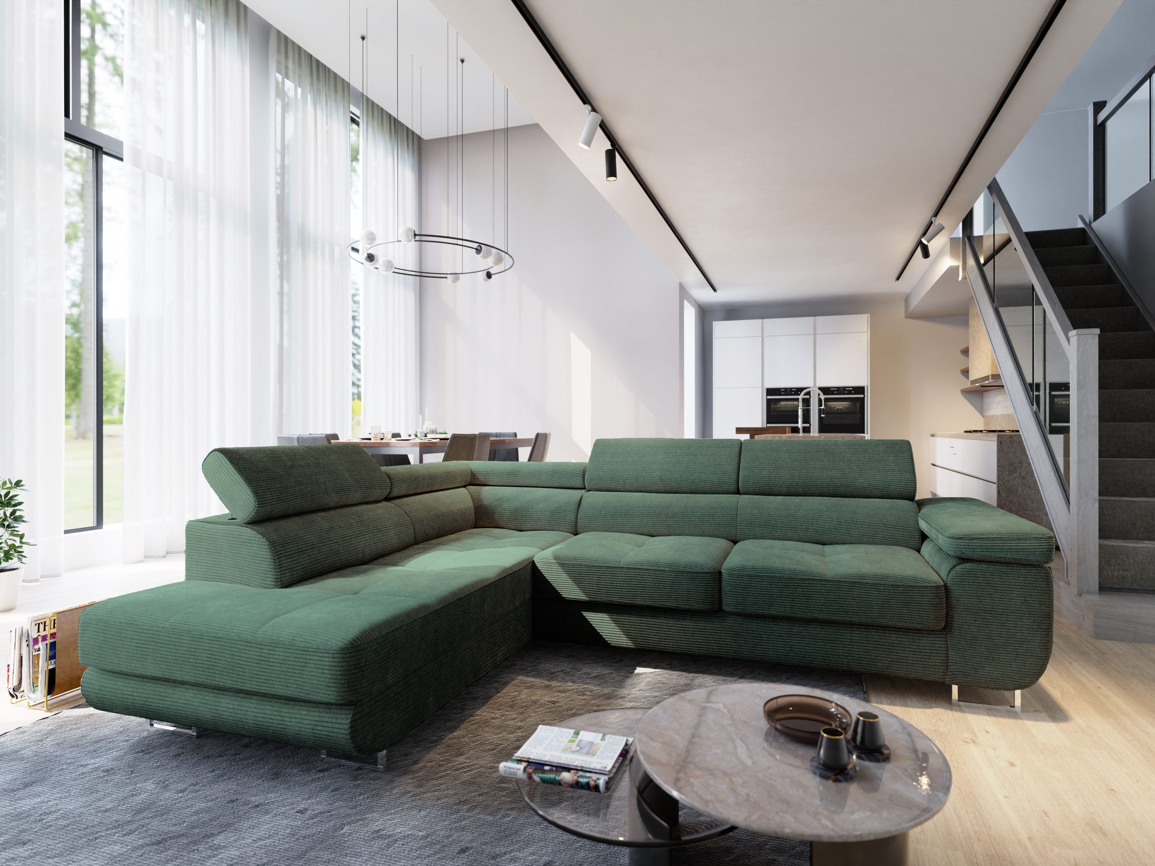 Masseno Ecksofa APIRO mit Schlaffunktion L-Form, Sofa mit Bettkasten