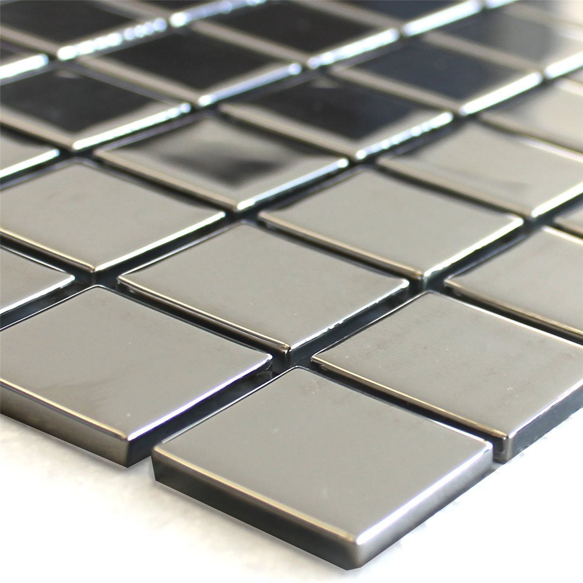 Mosafil Mosaikfliesen Glasmosaik Fliesen Alvor, Glas 32.700x30.200, silber, Verlegefertig auf ein Netz geklebt