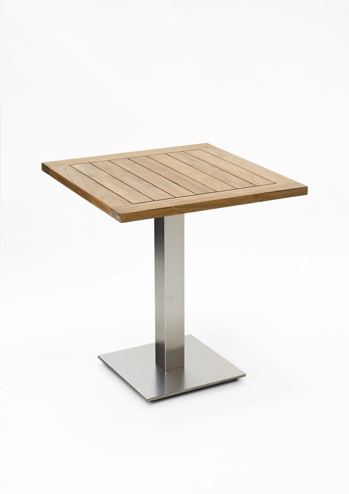 Gartentisch Gartentisch Bistrox 68x68 Tischplatte Teak Recycelt Gestell Edelstahl