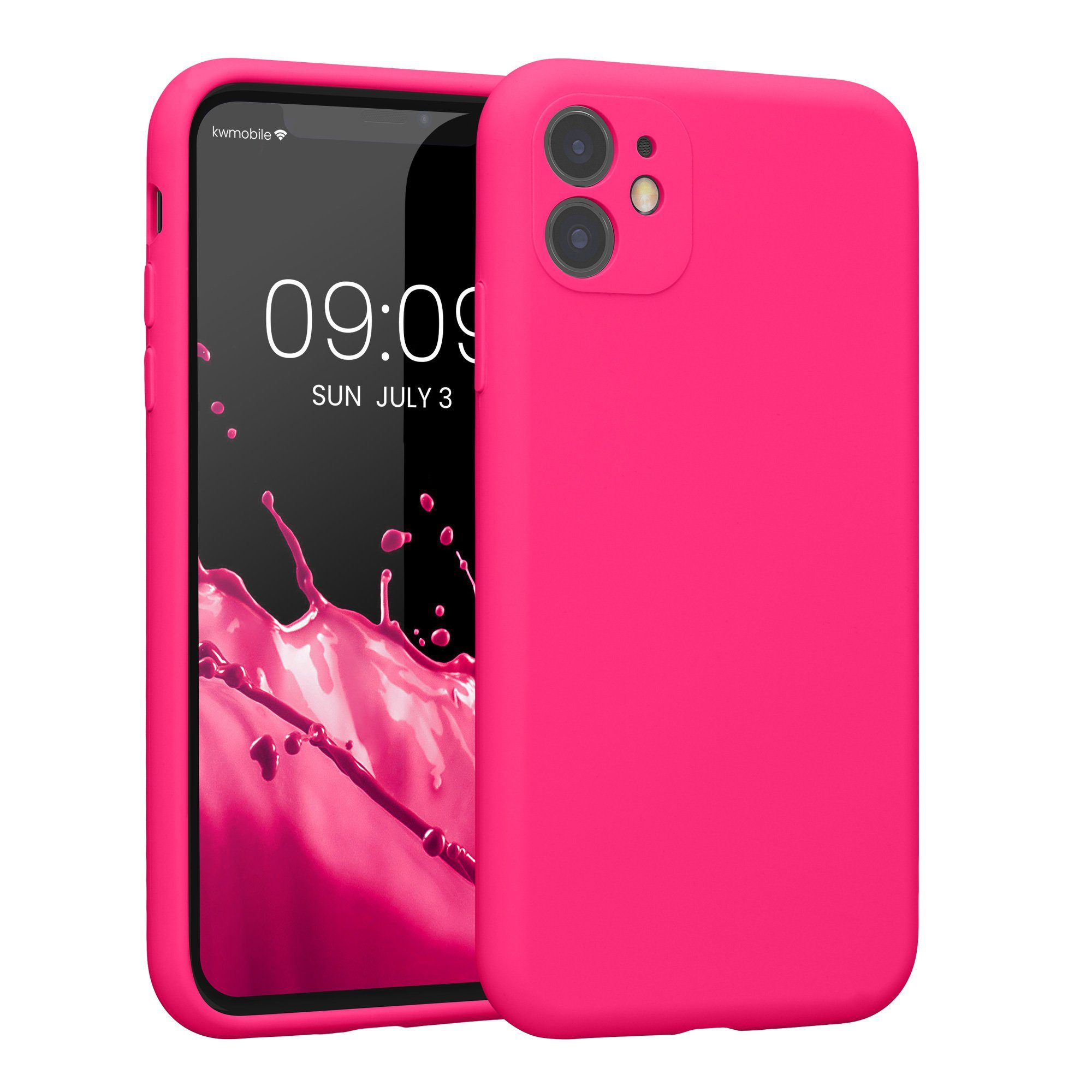 kwmobile Handyhülle Handyhülle für Apple iPhone 11 Hülle, Hülle Silikon gummiert - Handyhülle - Handy Case in Neon Pink