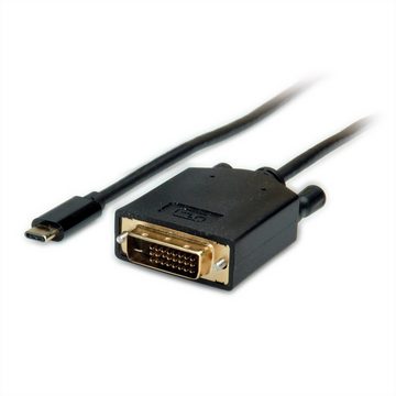 VALUE USB Typ C - DVI Adapterkabel, ST/ST Audio- & Video-Adapter USB Typ C (USB-C) Männlich (Stecker) zu DVI-D 24+1, Dual-Link Männlich (Stecker), 100.0 cm