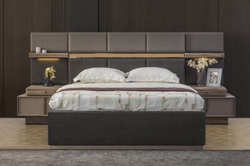JVmoebel Schlafzimmer-Set Doppelbett Komplette Schlafzimmer Bett 4tlg Grau Nachttische Schrank, (4-St., 1x Bett + 2x Nachttische + 1x Schrank), Made in Europa