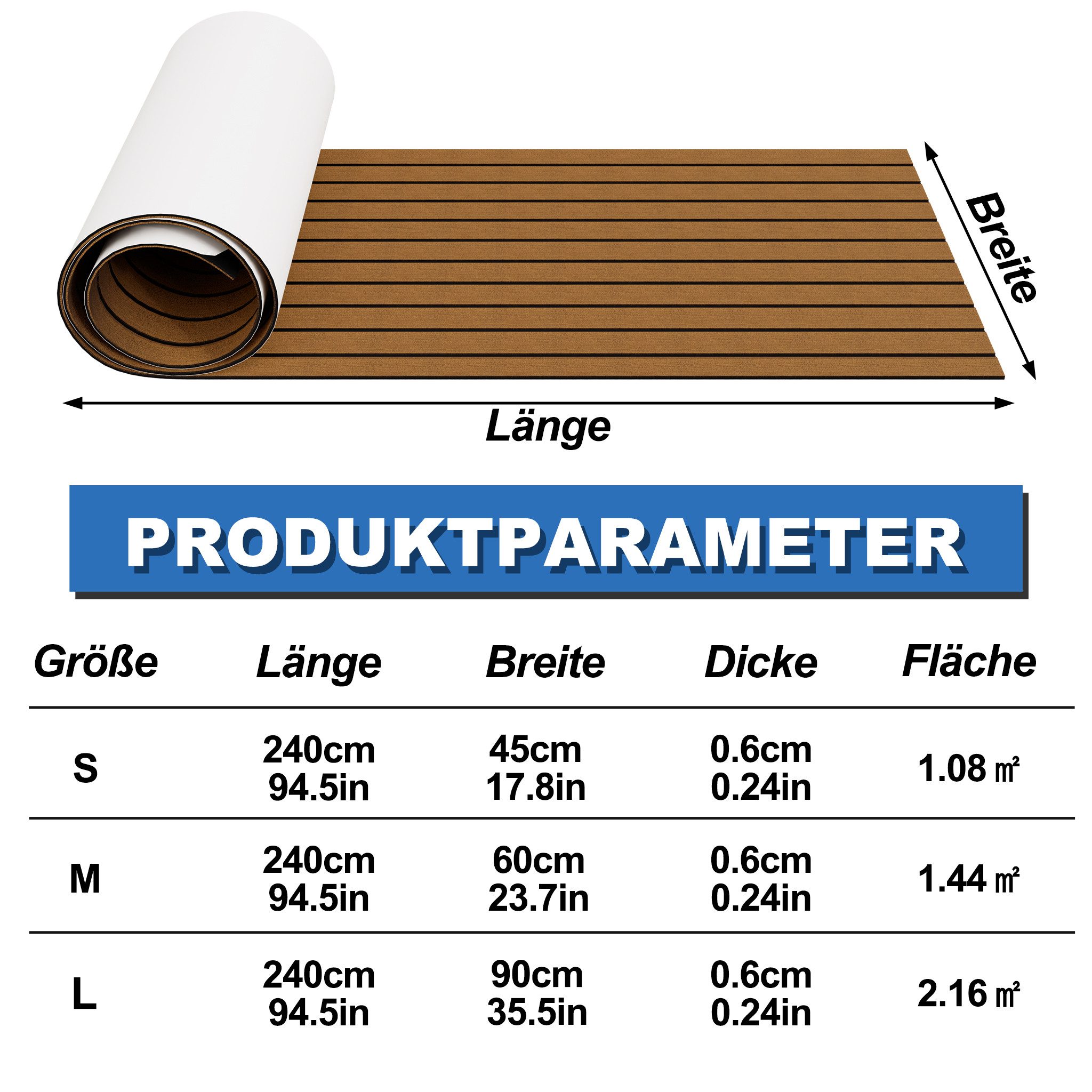 FIVMEN Bodenmatte Eva Schaum Boot Bodenbelag mit 3M Selbstklebende Unterstützung DIY, Faux Teak Material für Schiffe, rutschfeste Marineteppich Bootsmatte