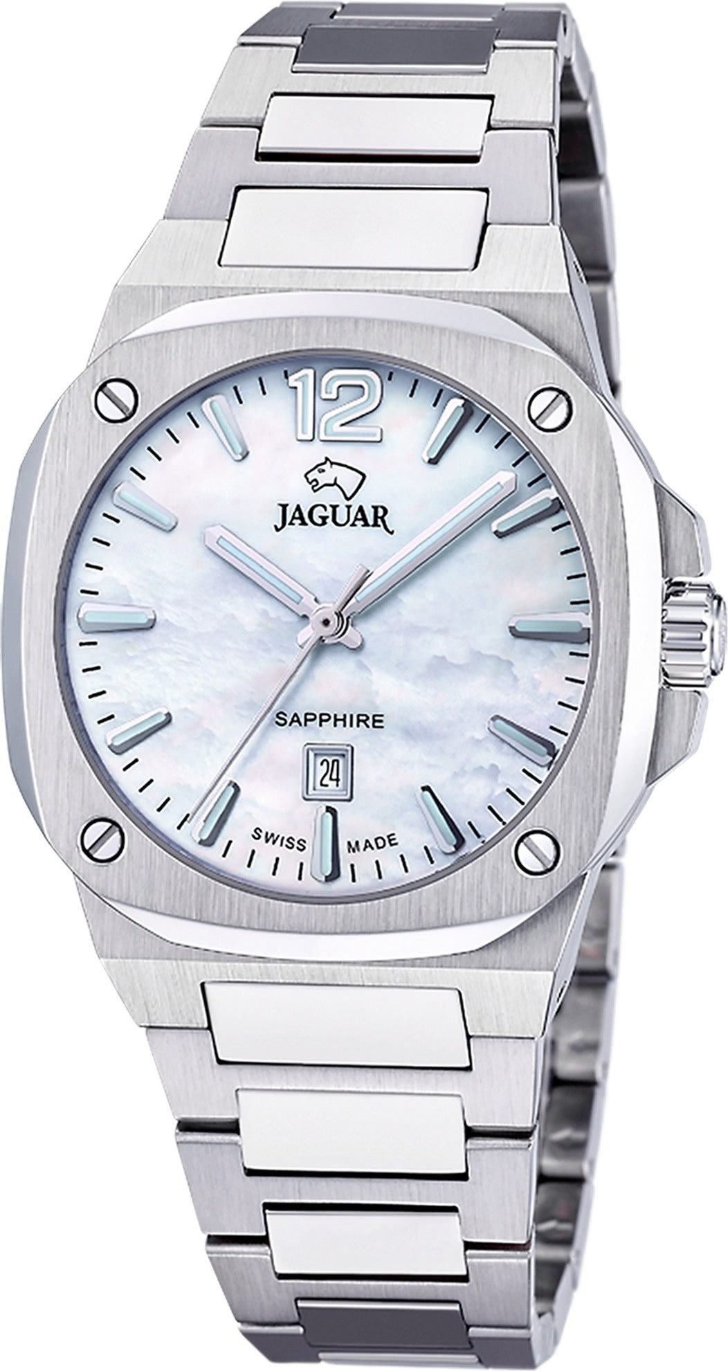 JAGUAR Quarzuhr Jaguar Damenuhr Edelstahl silber Jaguar, (Analoguhr), Damen Armbanduhr rund, Edelstahlarmband silber