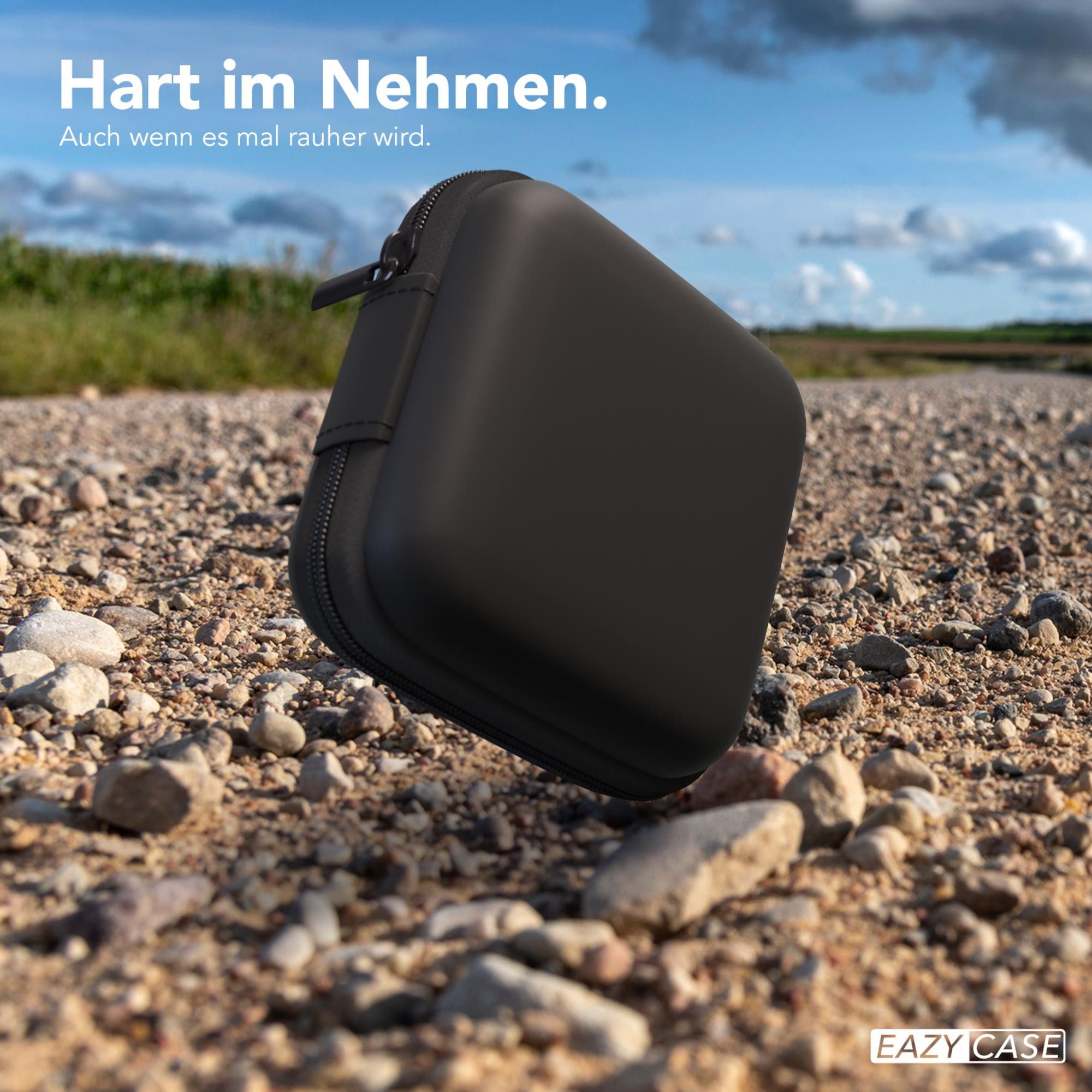 EAZY CASE Kopfhörer-Schutzhülle Universal Tasche für In-Ear Kopfhörer mit Netzfach, Tasche für Kopfhörer mit Netzfach Hardcase Schutztasche klein Schwarz – Bild 4 von 4