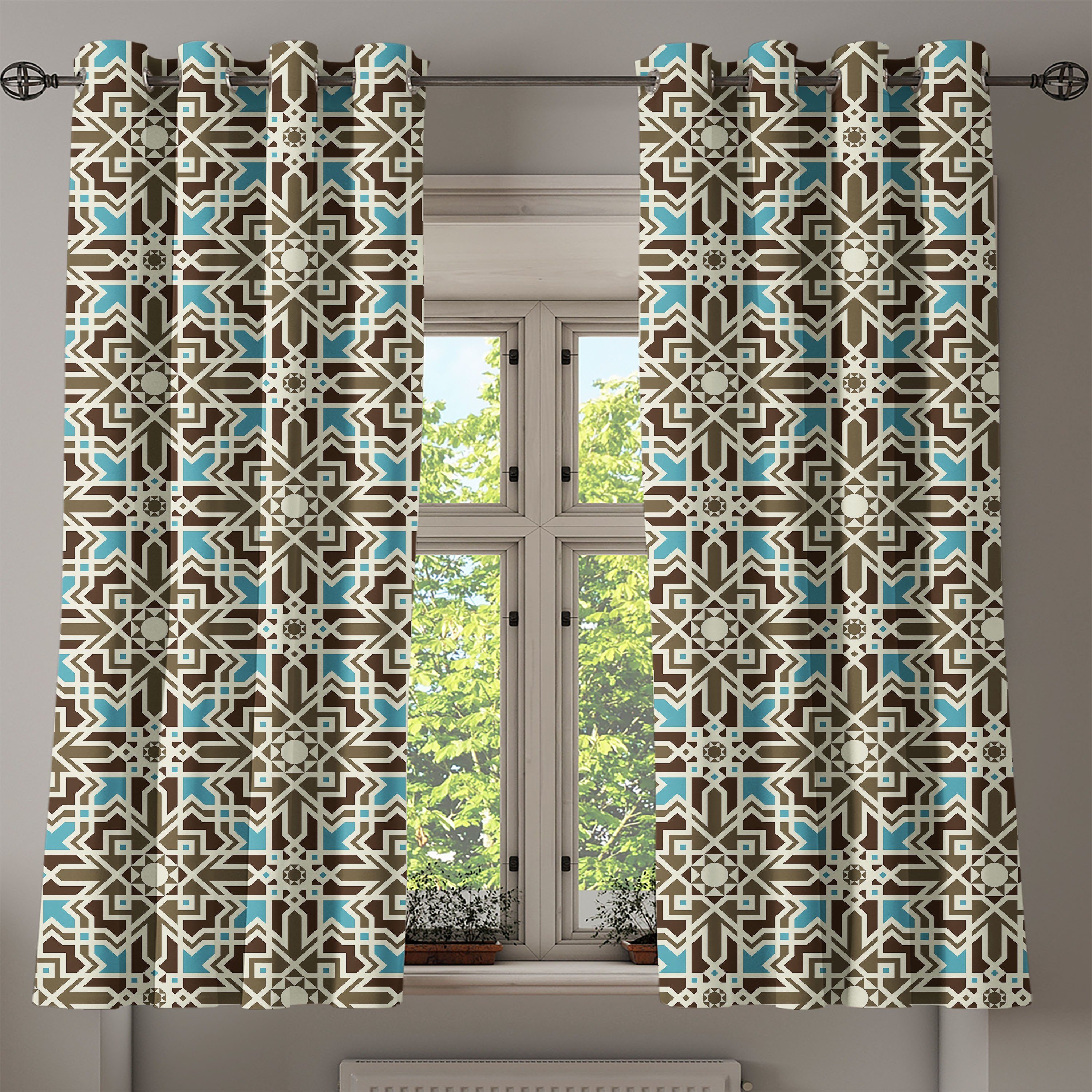 Schlafzimmer Star Dekorative und 2-Panel-Fenstervorhänge Blau Abakuhaus, Brown Wohnzimmer, Gardine für Eastern