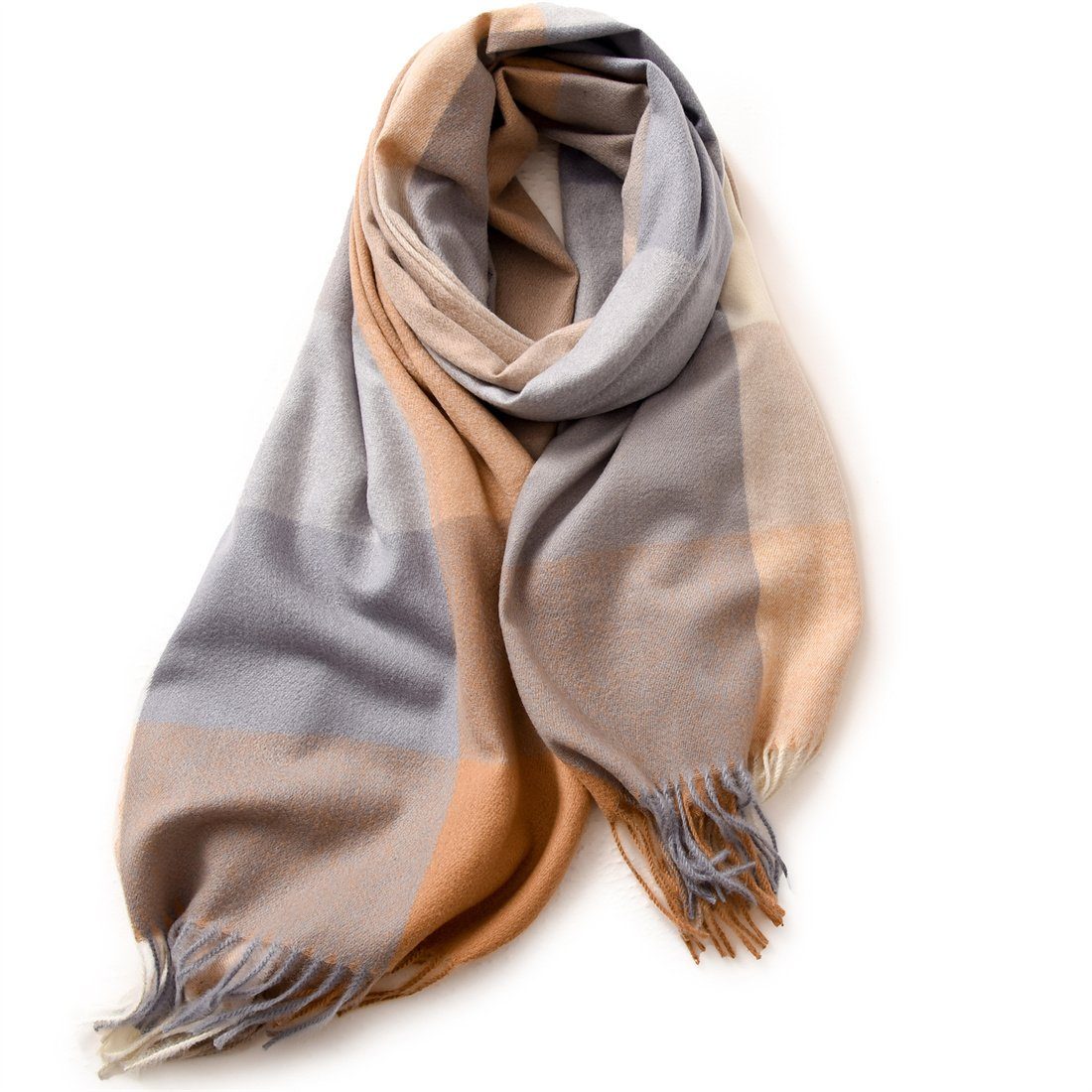 DÖRÖY Modeschal Schal Damen Schal, Vintage gestreiften Winter Warm quadratischen khaki