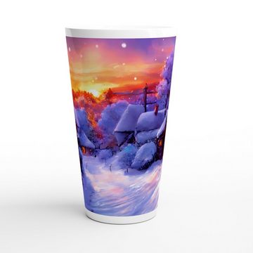 Alltagszauber Latte-Macchiato-Tasse Jumbo-Tasse SCHNEELANDSCHAFT, Keramik, extra groß, für 500ml Inhalt