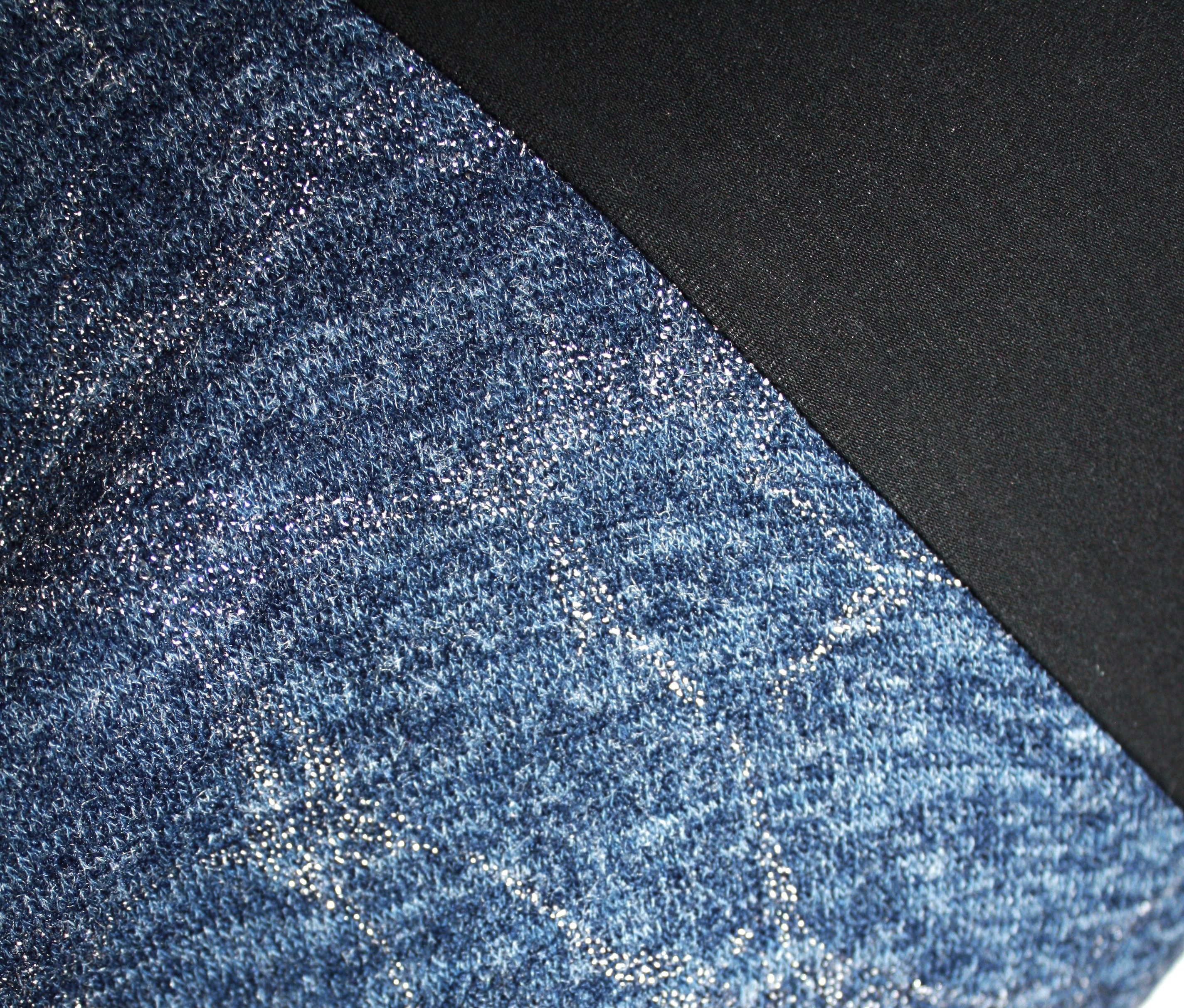 dunkle design Strickrock Schwarz Grau Blau Silber 57cm elastischer Bund