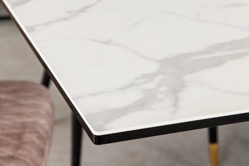 riess-ambiente Esstisch MARVELOUS 180-220-260cm weiß-grau / schwarz · bis 12 Personen (Einzelartikel, 1-St), Keramik · Glas · Metall · ausziehbar · Marmor-Design · Industrial