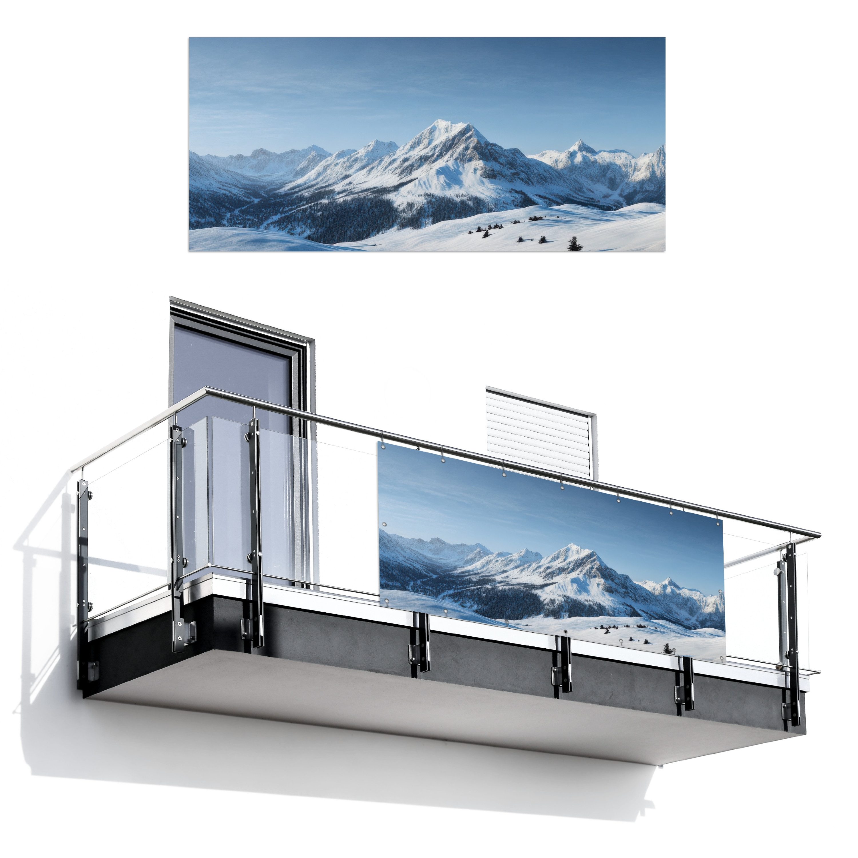 MuchoWow Balkonsichtschutz Berge - Schnee - Winter (1-St) Balkon Sichtschut günstig online kaufen