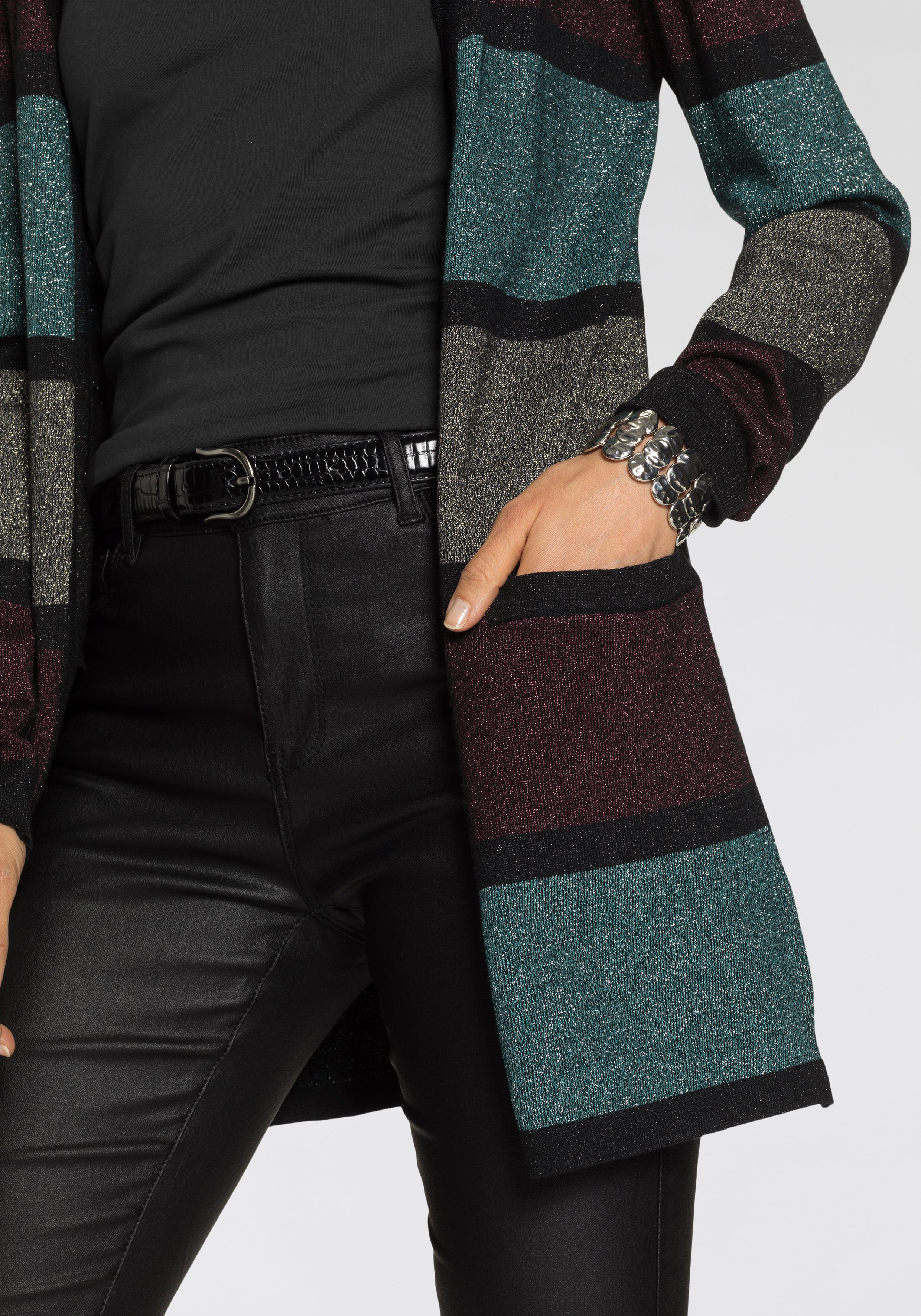 Melrose Longstrickjacke aus weichem Glitzergarn