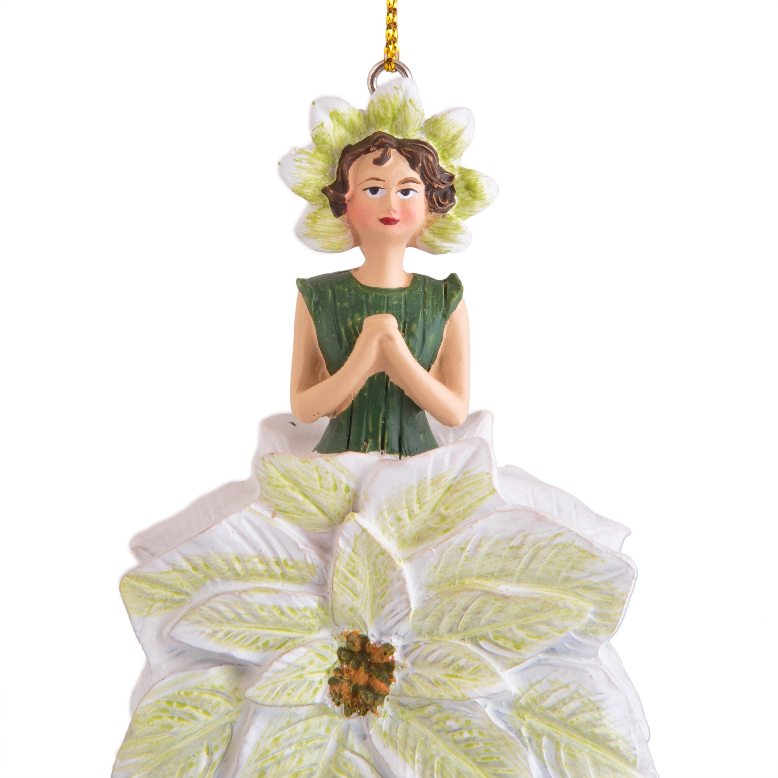 Figur Hängen aus Heidelberg Deko-Objekt, ROSEMARIE Dekofigur Blumen Weihnachtsstern weiß Polyresin SCHULZ Handbemalte Dekohänger zum
