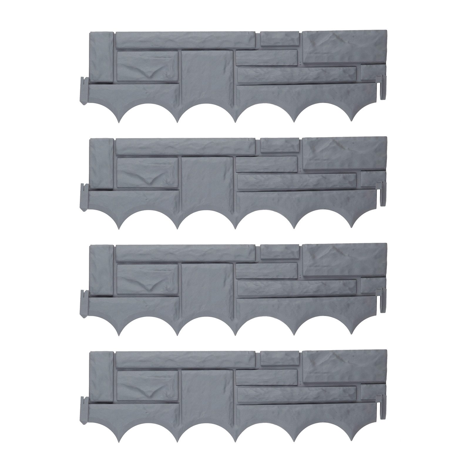 HTI-Living Beetumrandung Beeteinfassung Steinoptik 4-teilig Nessa, LxH: 58x17.5 cm, Set, 4 Module, Beetbegrenzung Beetumrandung