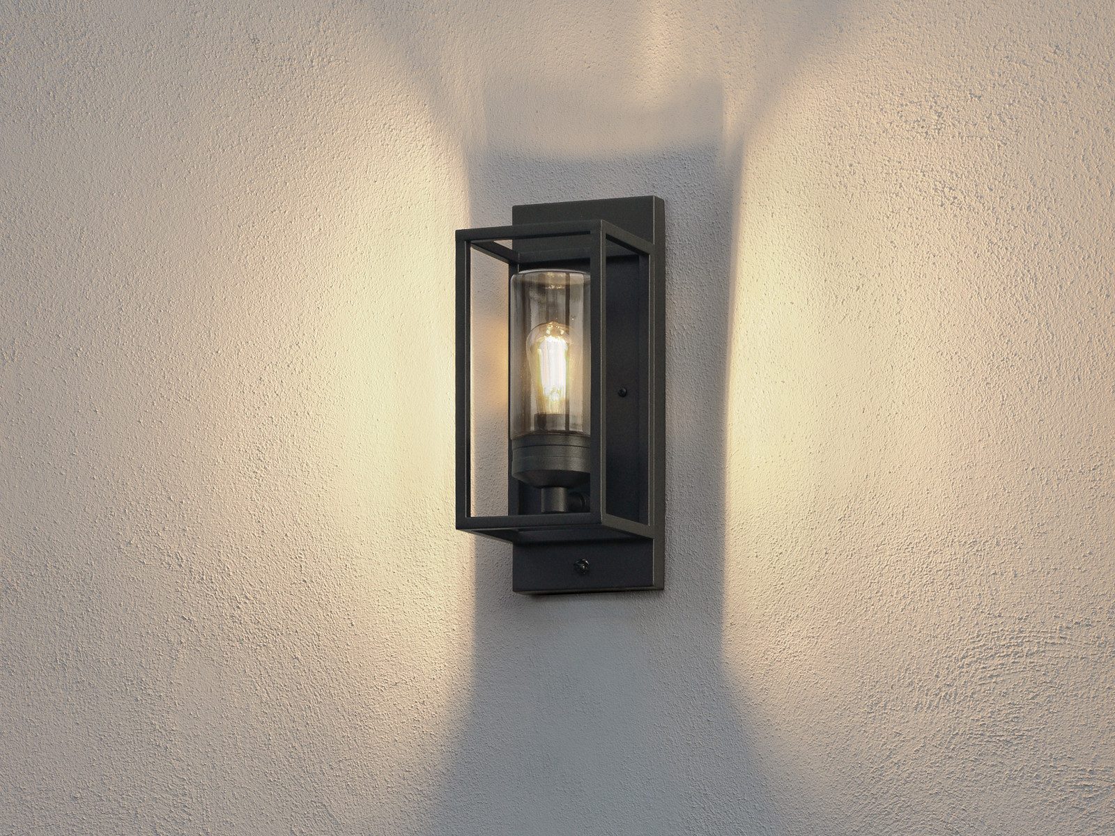KONSTSMIDE LED Außen-Wandleuchte, Tageslichtsensor, LED wechselbar, Warmweiß, Außenleuchte Haus-wand mit Dämmerungssensor, Wandlaterne Höhe 40cm