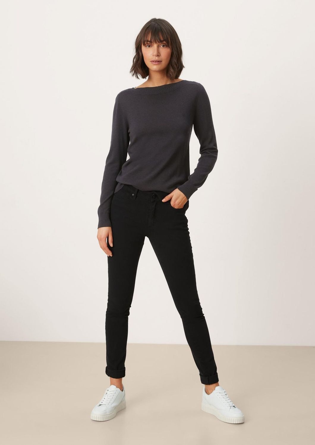 s.Oliver Rundhalspullover Basic (1-tlg) U-Boot-Ausschnitt, langarm, Feinstrick