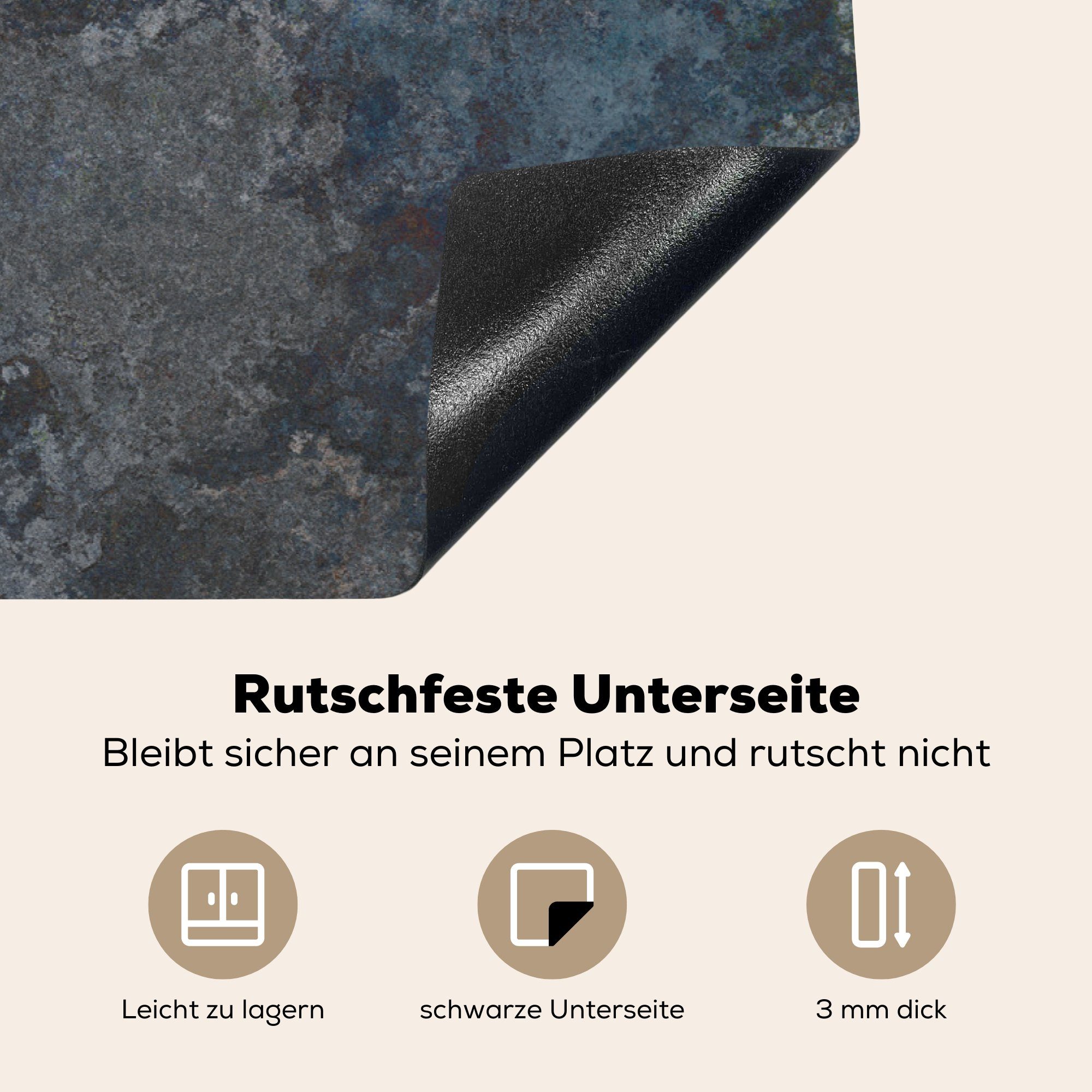 cm, Industrie für, Ceranfeldabdeckung Rost MuchoWow - Induktionskochfeld - die 81x52 (1 Herdblende-/Abdeckplatte Induktionsschutz - Schutz Vinyl, für - Beton tlg), Abdeckplatte küche,