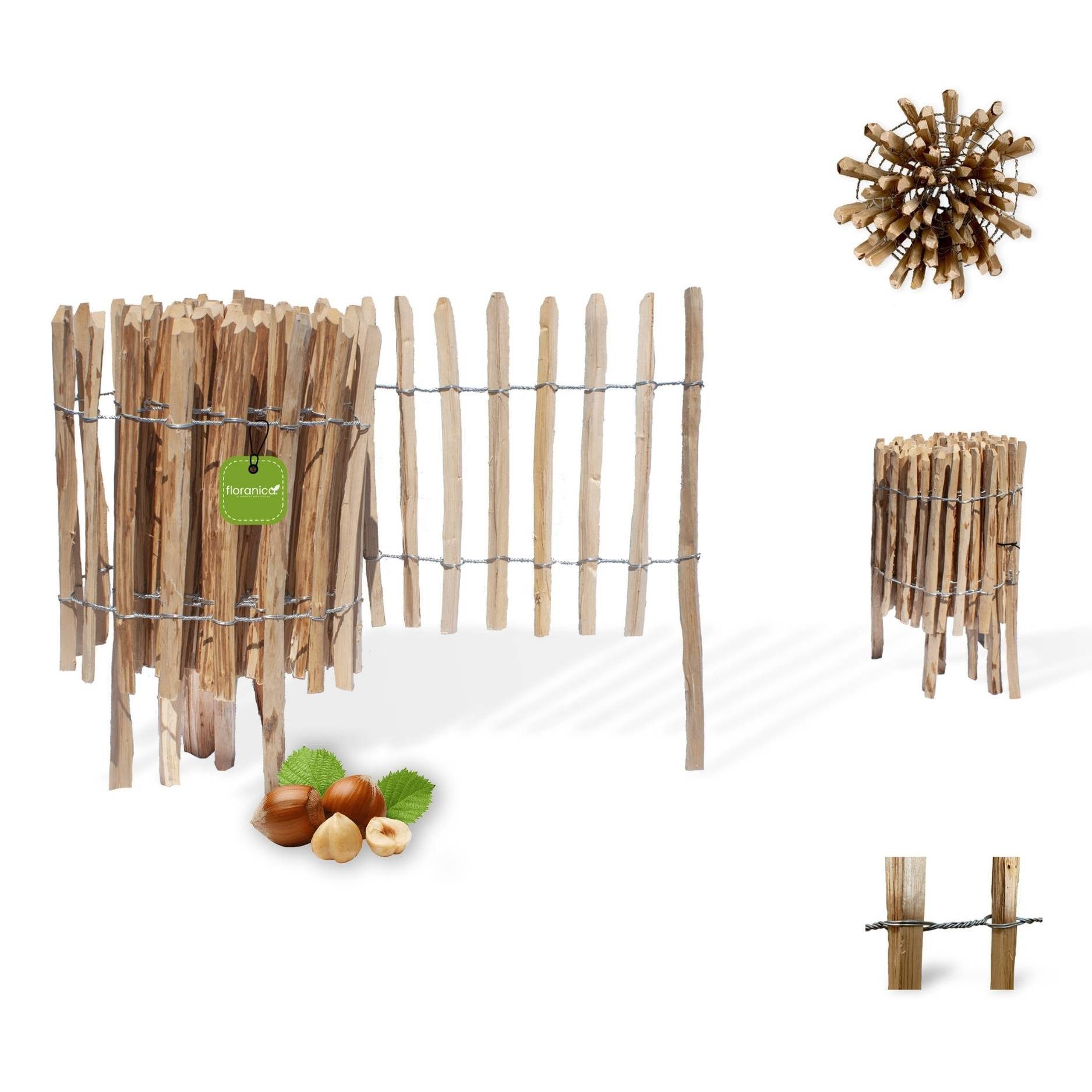 Floranica Staketenzaun Staketenzaun mit Pfosten Stekzaun Holzzaun Gartenzau günstig online kaufen