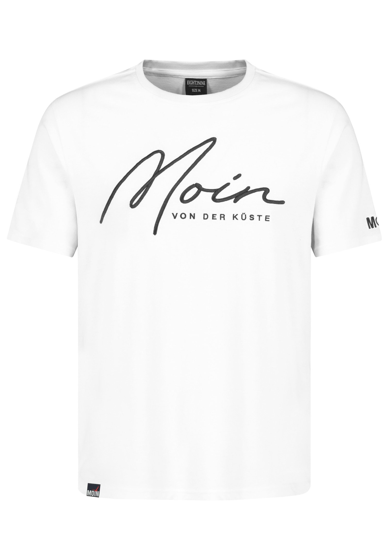 Eight2Nine T-Shirt Herren Rundhalsshirt mit Stickerei Baumwoll T-Shirt mit gesticktem Schriftzug, Regular Fit