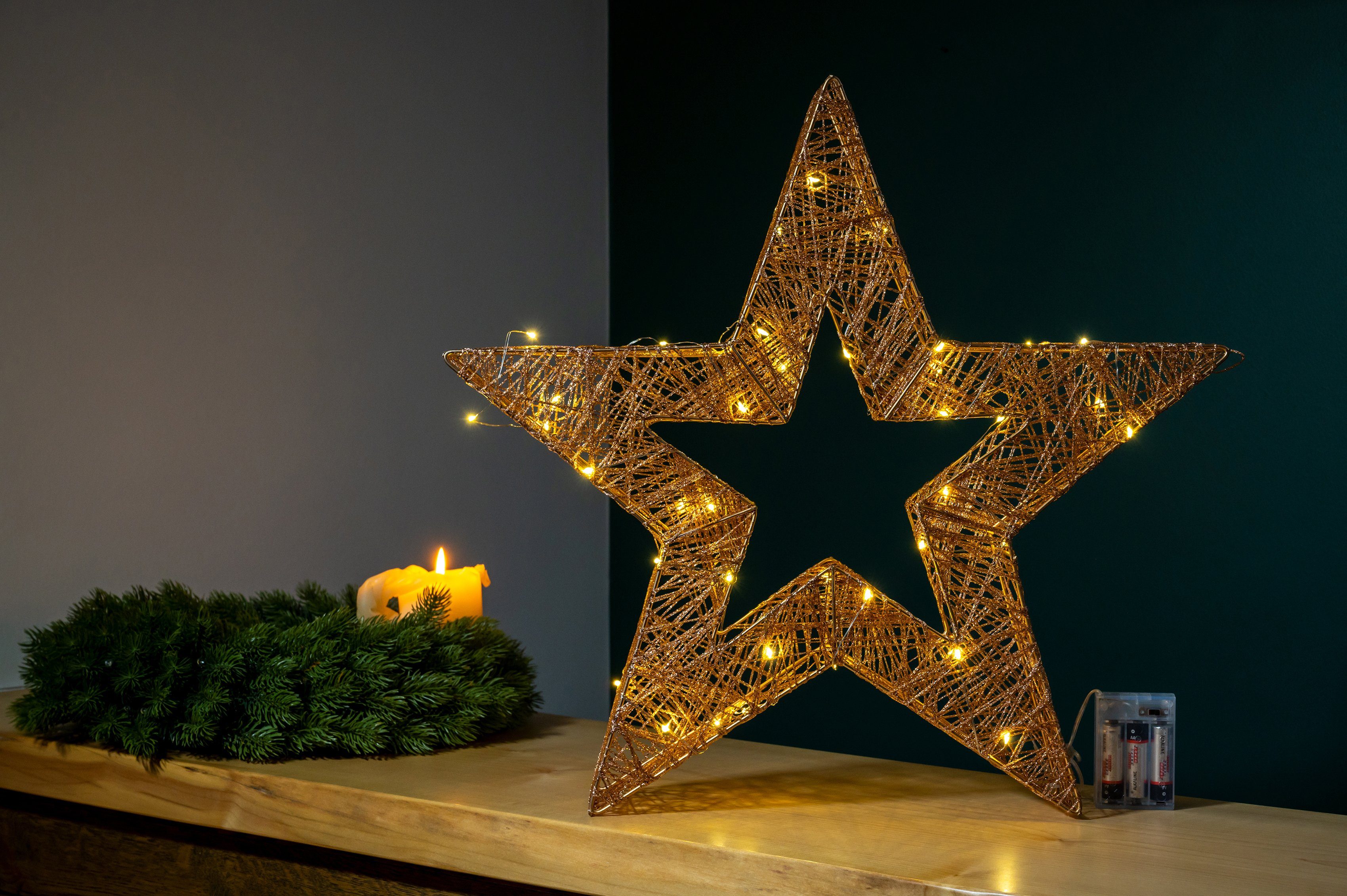 LED Weihnachtsstern, LED Warmweiß, Stern den integriert, nur Weihnachtsdeko, Innenbereich Star-Max für fest