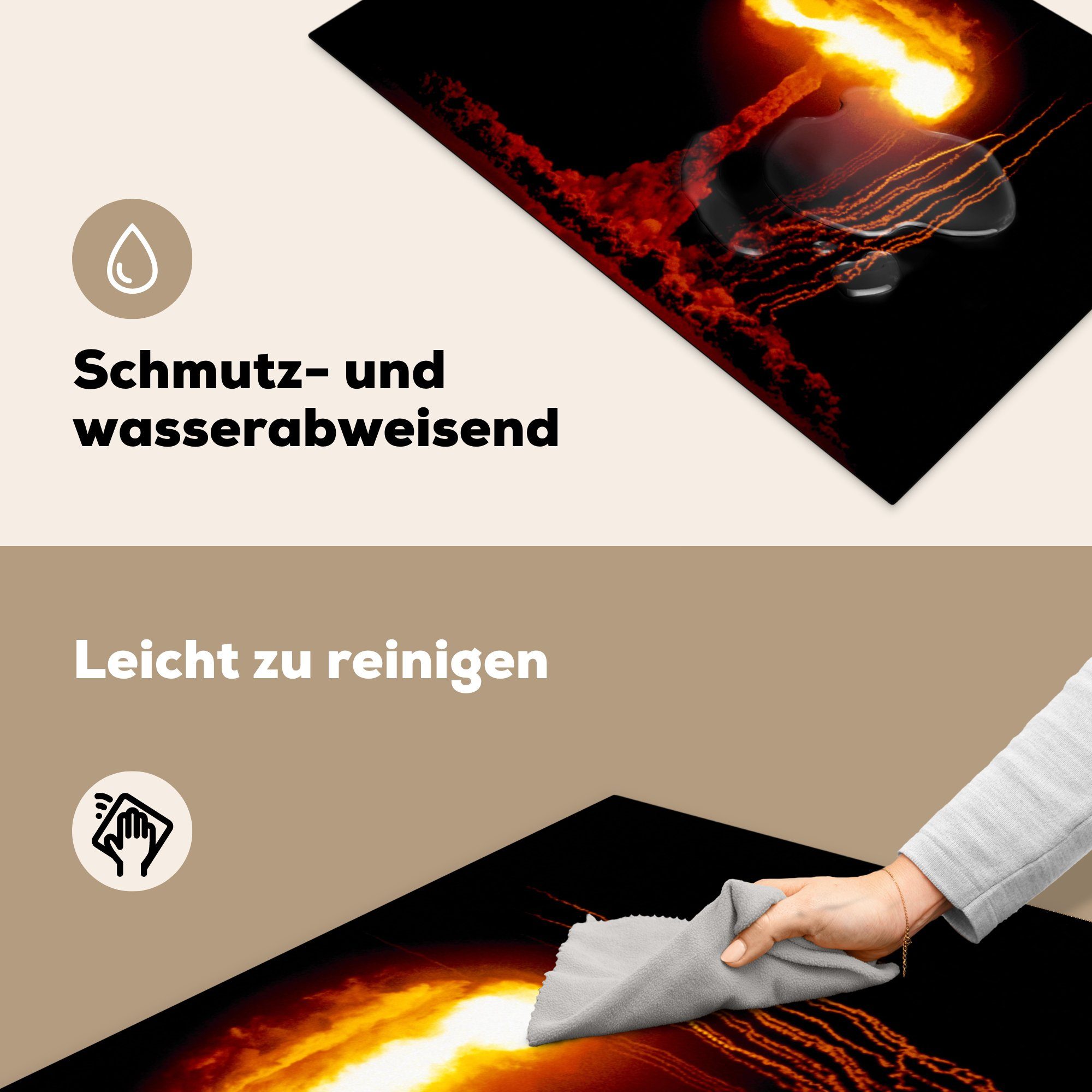 cm, MuchoWow Ceranfeldabdeckung küche, Explosion die Schutz Nukleare Induktionskochfeld bei Nacht, Herdblende-/Abdeckplatte tlg), Vinyl, (1 für 81x52