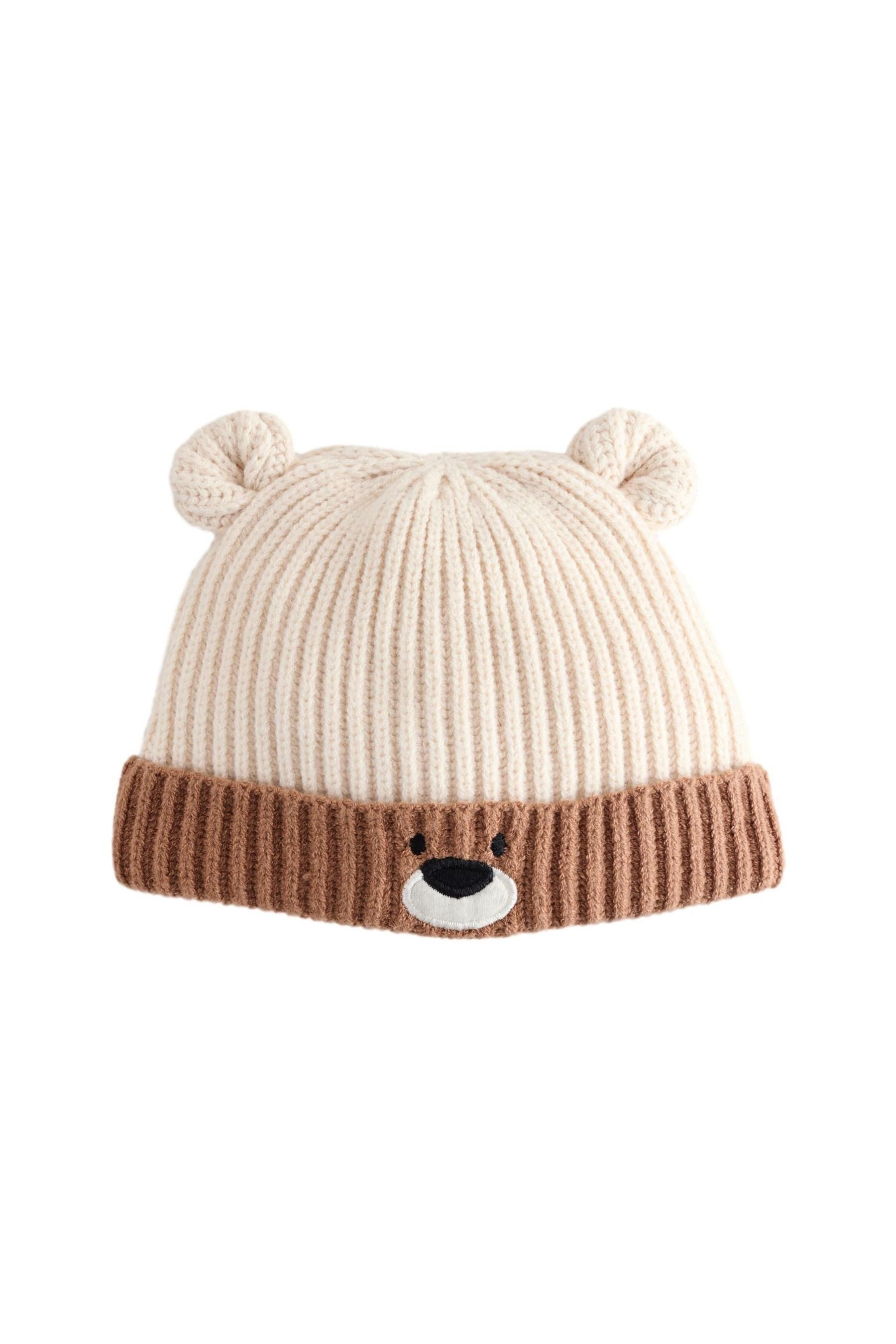 Next Beanie Baby-Rippstrickmütze mit Bärengesicht (1-St)
