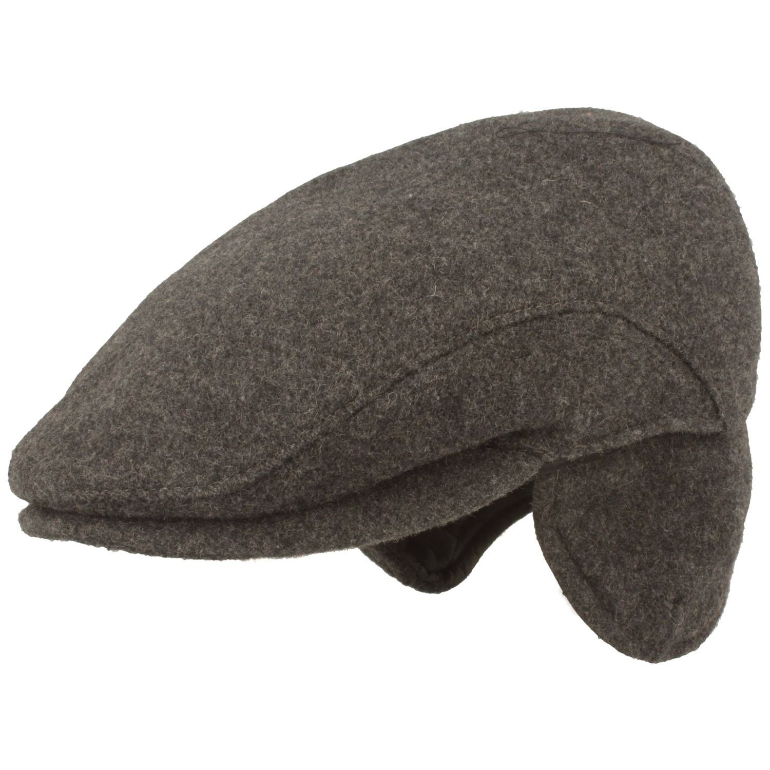 warm Ohrenklappen mit anthrazit 133 Breiter Flatcap Schiebermütze Schlichte