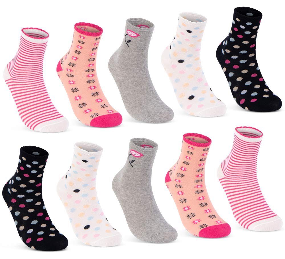 sockenkauf24 Socken 10 Paar Kinder Socken Jungen & Mädchen Baumwolle Kindersocken (35-38) - 54365