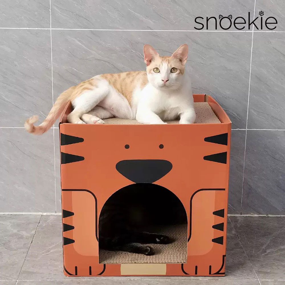 SNOEKIE Kratzbrett Snoekie Würfel-Katzenhöhle, Katzenhaus, Kratzbrett aus Wellpappe