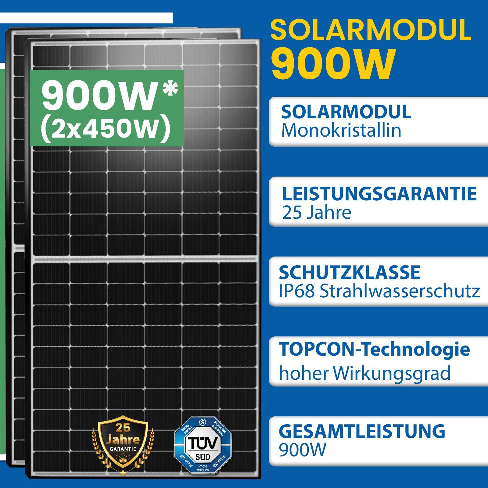 EPP.Solar und Komplettset Wechselrichter 450W 800W WIFI 900W NEP 10m Schuckostecker Solaranlage Solarmodule, mit Balkonkraftwerk