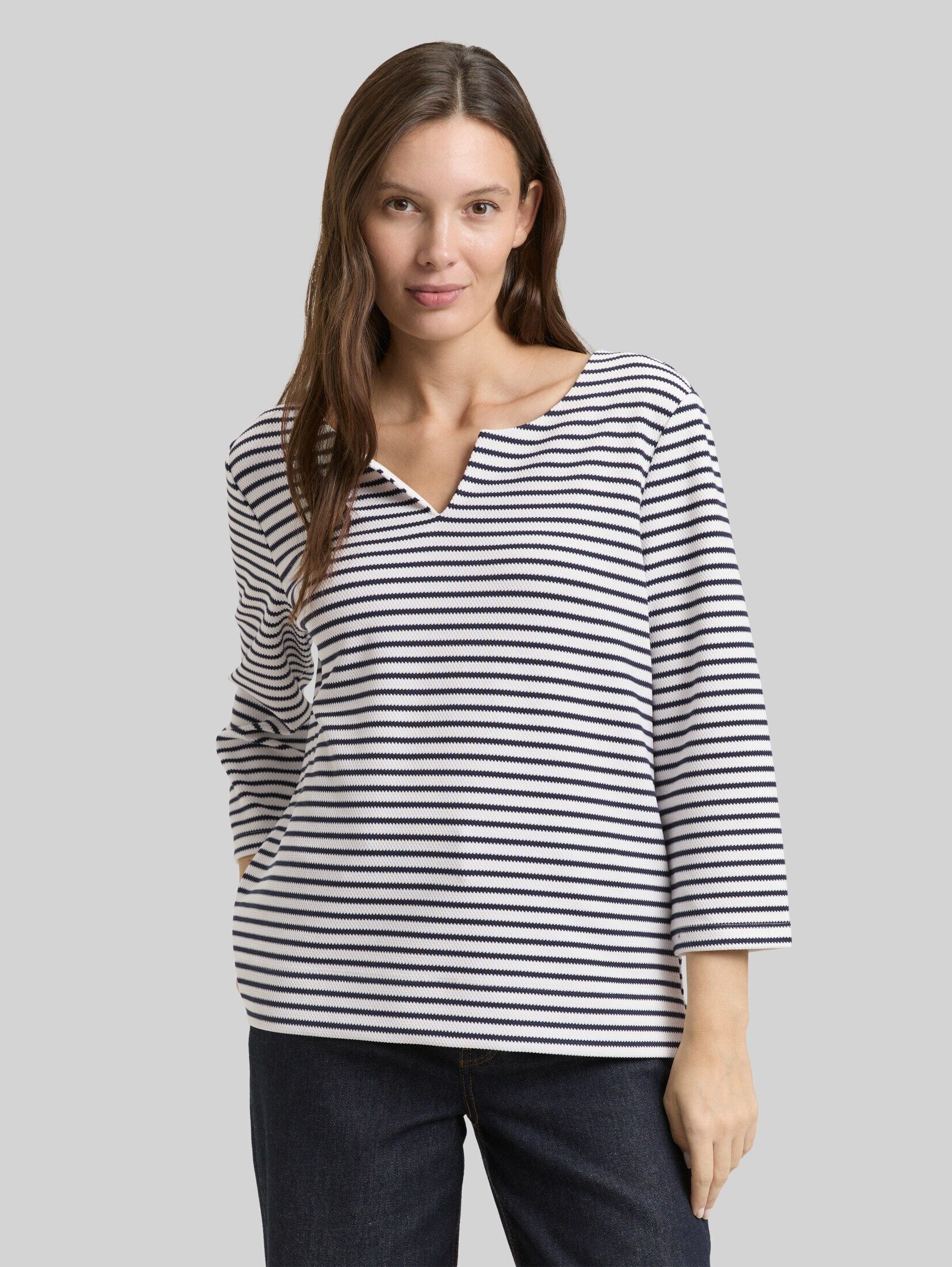 TOM TAILOR 3/4-Arm-Shirt T-Shirt Langarmshirt mit Streifenmuster