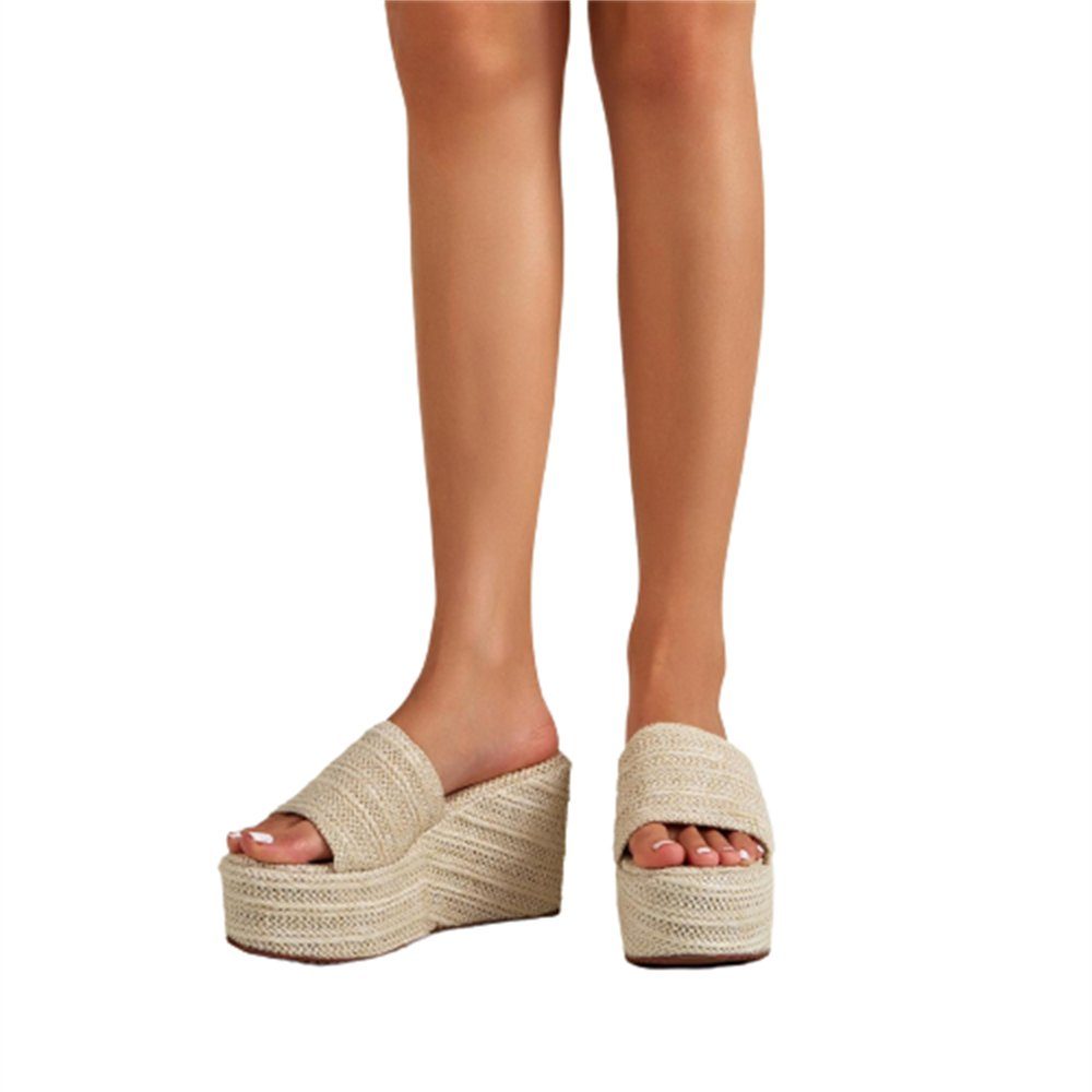 gewebte Sandalette einfache Rouemi Absätzen mit hohen Damen-Sommer-Sandalen, Sandalen Weiß