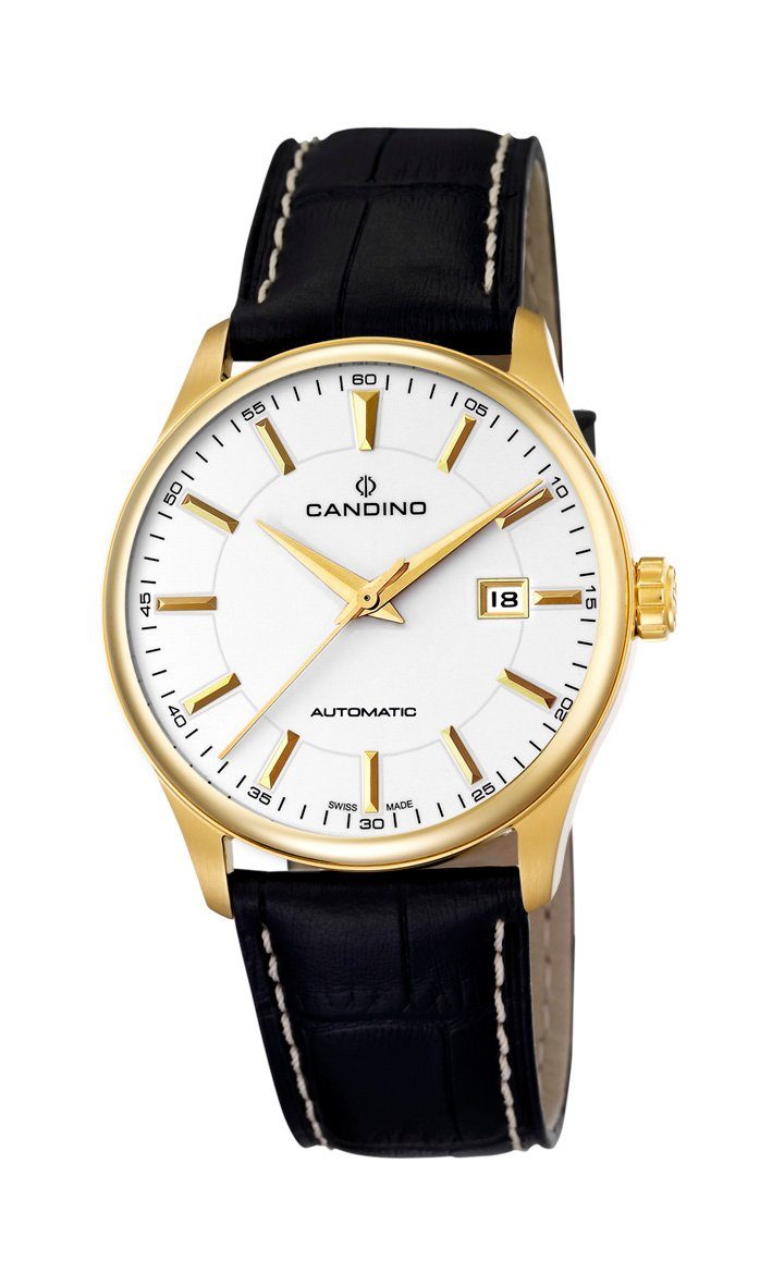 Candino Schweizer Uhr Automatik Saphirglas C445, Candino vergoldet (1-tlg) Edelstahl Herrenarmbanduhr