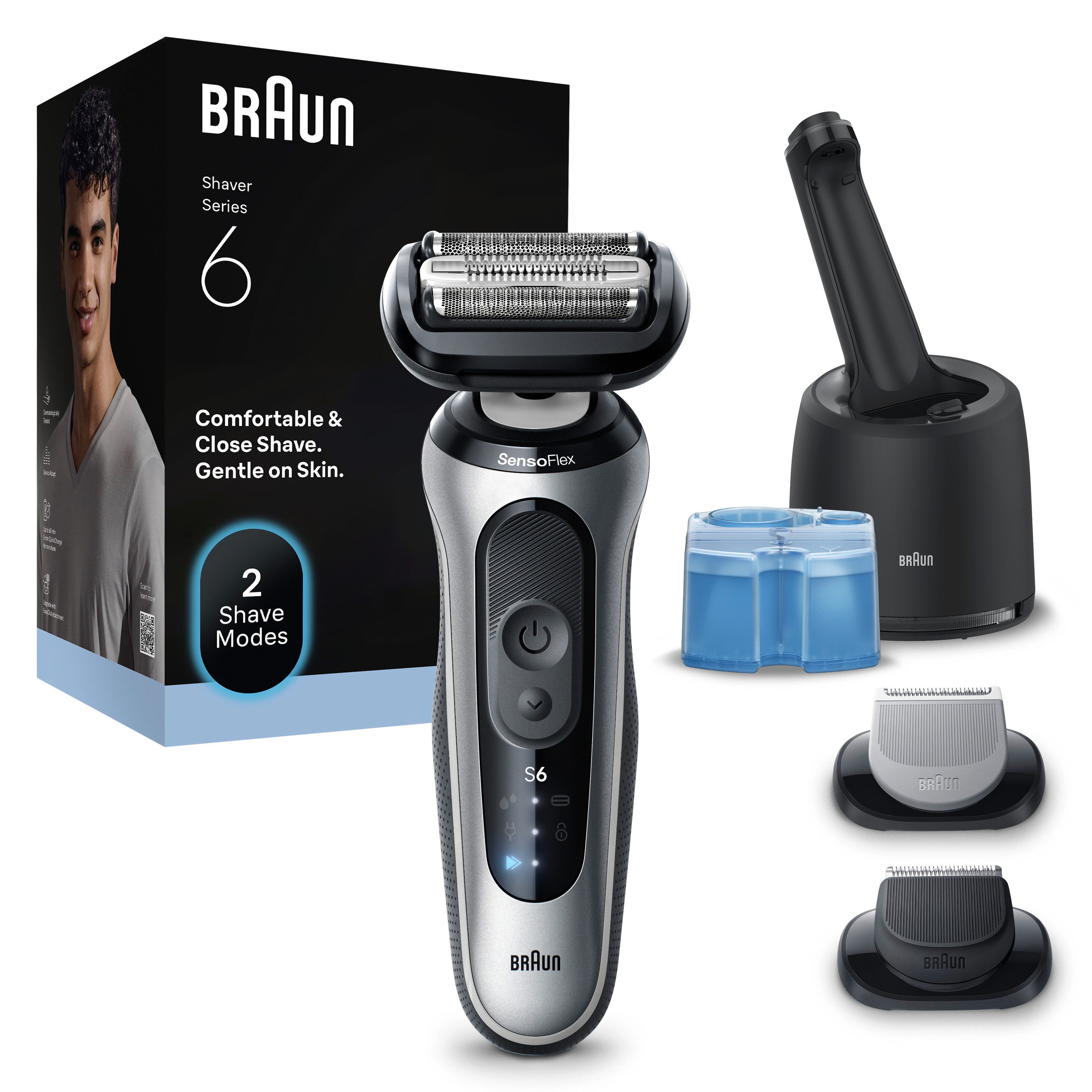 Braun Электробритва Series 6 62-S7650CC, Smart Care Center, Aufsätze: 2, 100% wasserdicht, mit 4in1 SmartCare Center, +2 Aufsätze