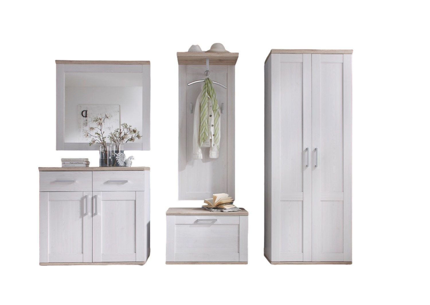 moebel-dich-auf Garderoben-Set ELEGANCE, (Komplett-Set, 5-St., Spiegel + Sc günstig online kaufen