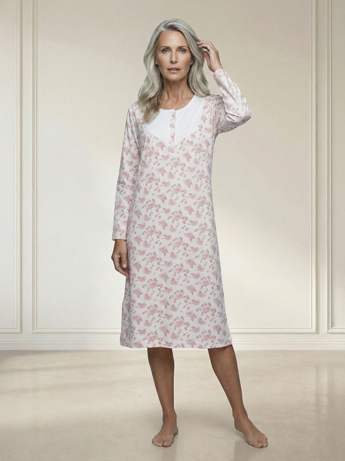 zeitlos Nachthemd Nachthemd Langarm - Romy Chrysantheme