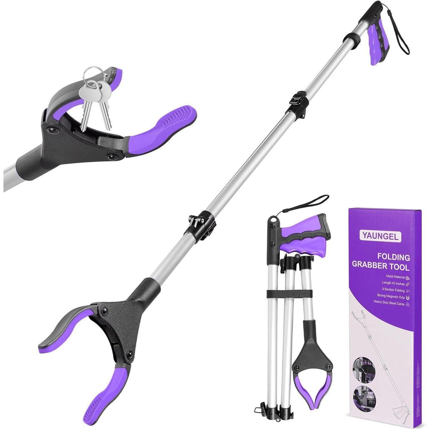 LuxusKollektion Greifzange Greifzange Senioren Magnet Greifarm drehbar Müllzange 108cm Violett