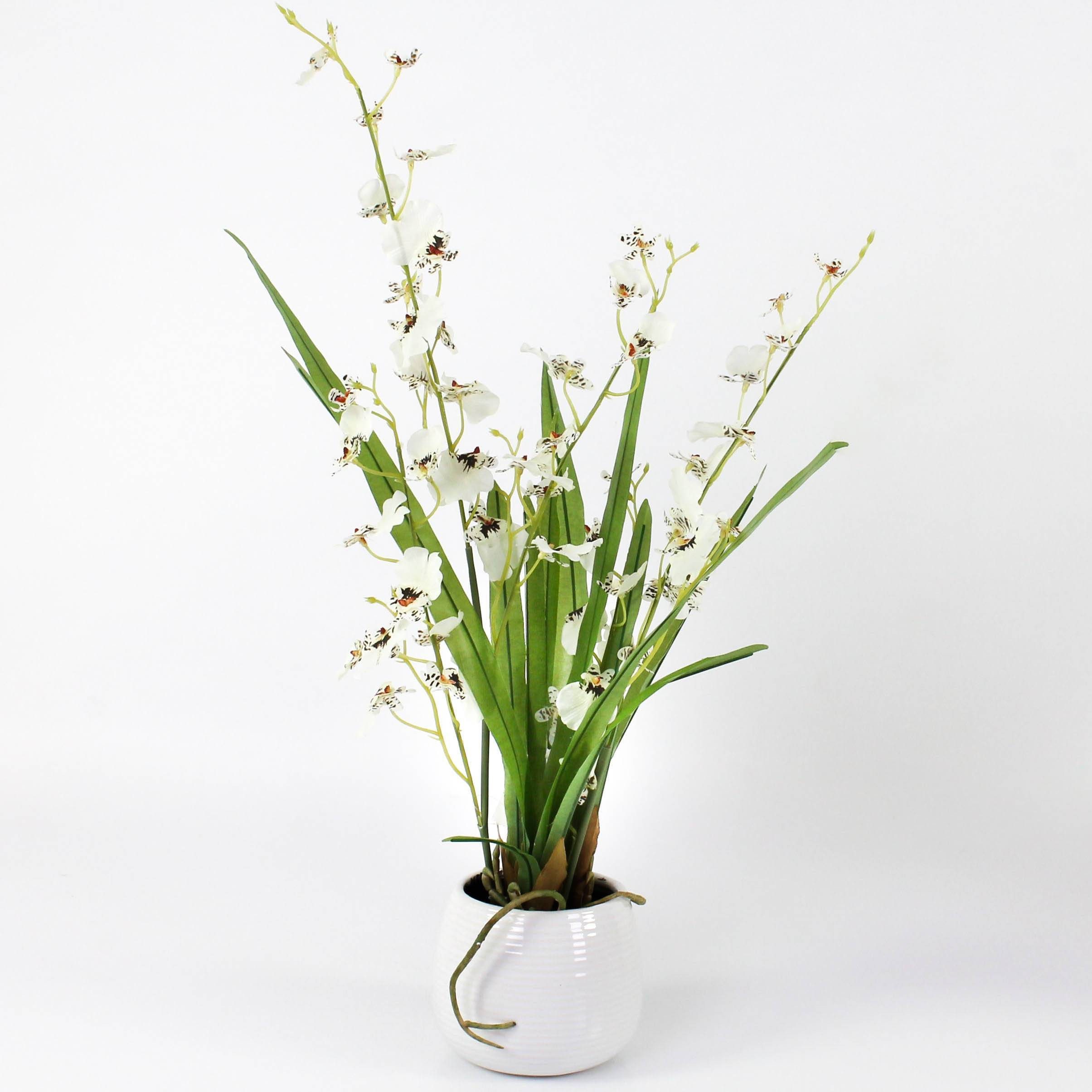 Kunstorchidee Orchidee Oncidium im Töpfchen, 2 Zweige, weiß Orchidee (Orchidee oncidium), artplants, Höhe 50.0 cm