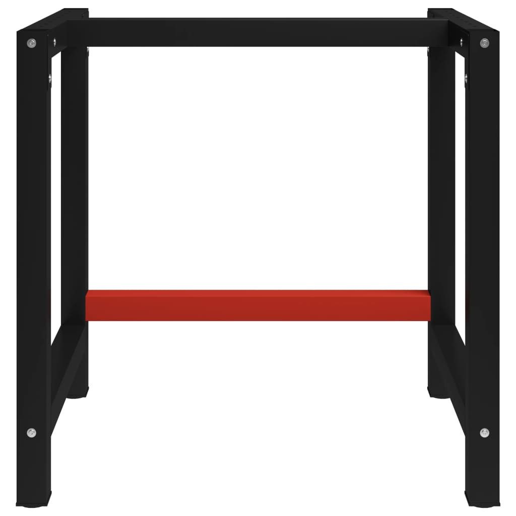 vidaXL Tischbein Werkbankgestell Metall 80x57x79 cm Schwarz und Rot