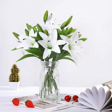 Kunstblume 6 Stück Künstliche Lilie Blumen, Künstlich Plastikblumen, Mutoy, künstliche Lilie echte Berührung Zuhause Hochzeit Party Dekoration