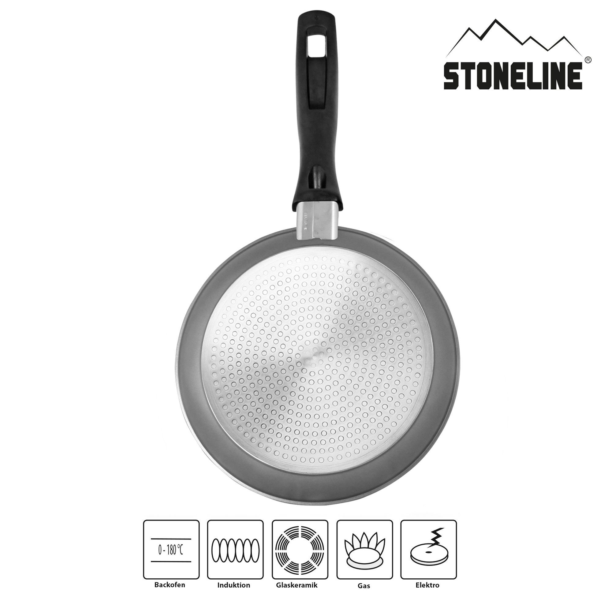 STONELINE Pfannen-Set, Aluminiumguss (3-tlg), mit echten Steinpartikeln, induktionsgeeignet, Designed in Germany